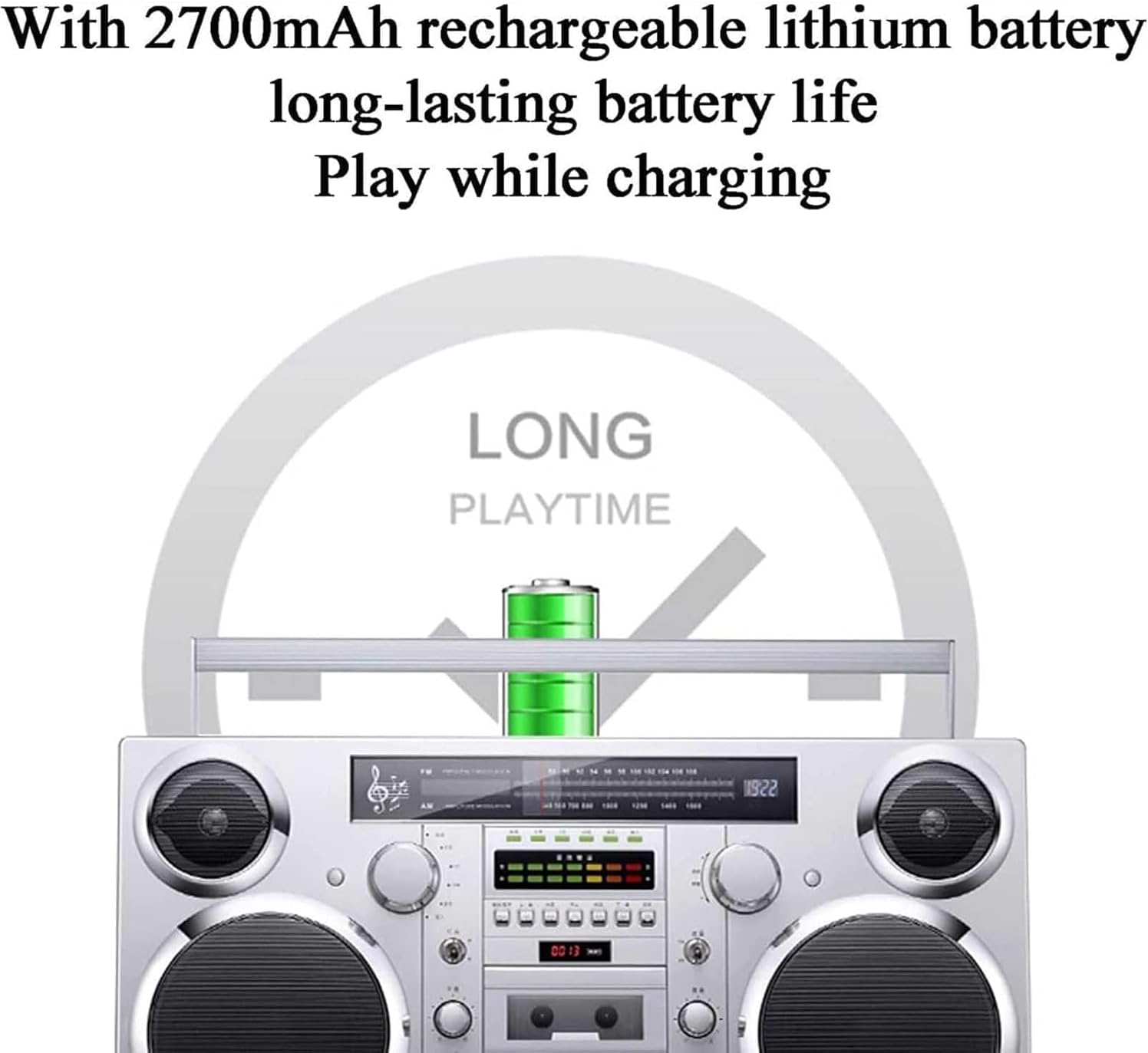 Retro Tape Player, Vintage Cassette Boombox with Hi-Fi Speaker, Cd/Usb/Cassette/Bluetooth/Aux, Bluetooth Connection, Headphone Jack, Old-Fashioned Recorder for Home, Beach image number 5