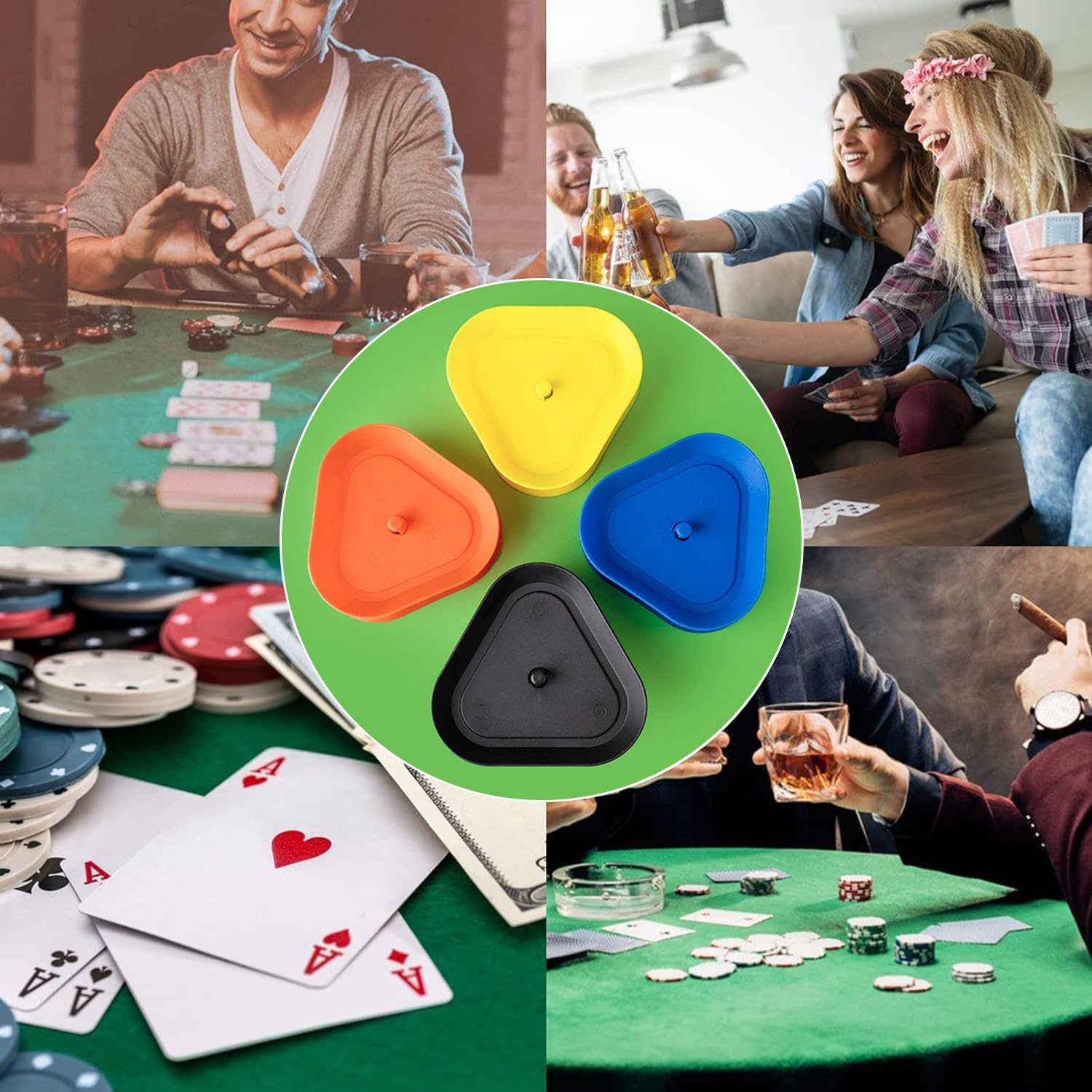 Taicols Playing Card Holder, 4 Pcs Playing Card Holder for Kids Seniors, Hands Free Cards Holders, Triangle Shaped Hands Free Cards Organizer for Canasta, Poker Parties, Family Card Game Nights image number 6