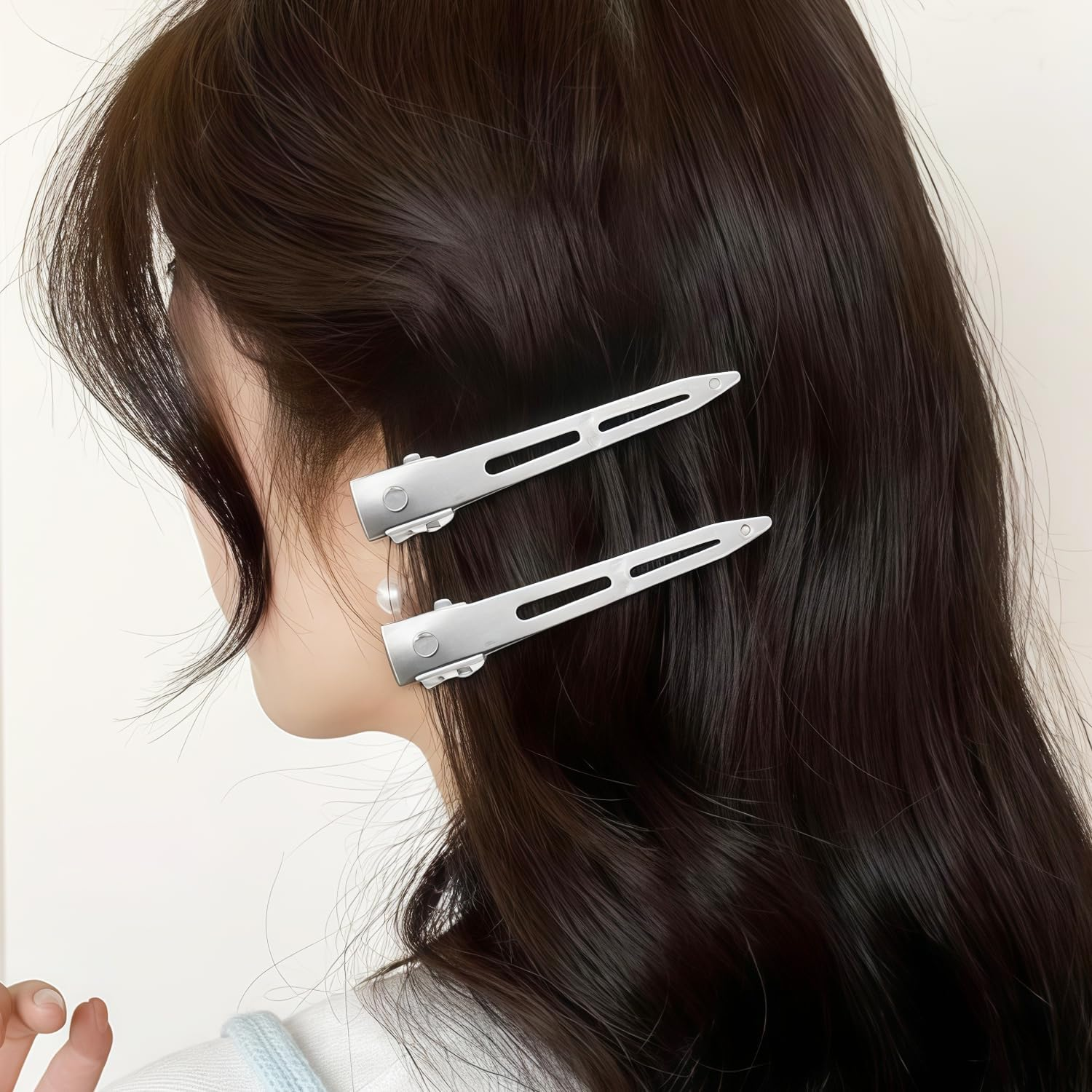 Set of 30 Silver Hair Clips, 5.5 Cm, Crocodile Hair Clips, Metal Hair Clips, Women'S Hair Clip, Hairdressing Salon, Girls Hairstyle DIY image number 1