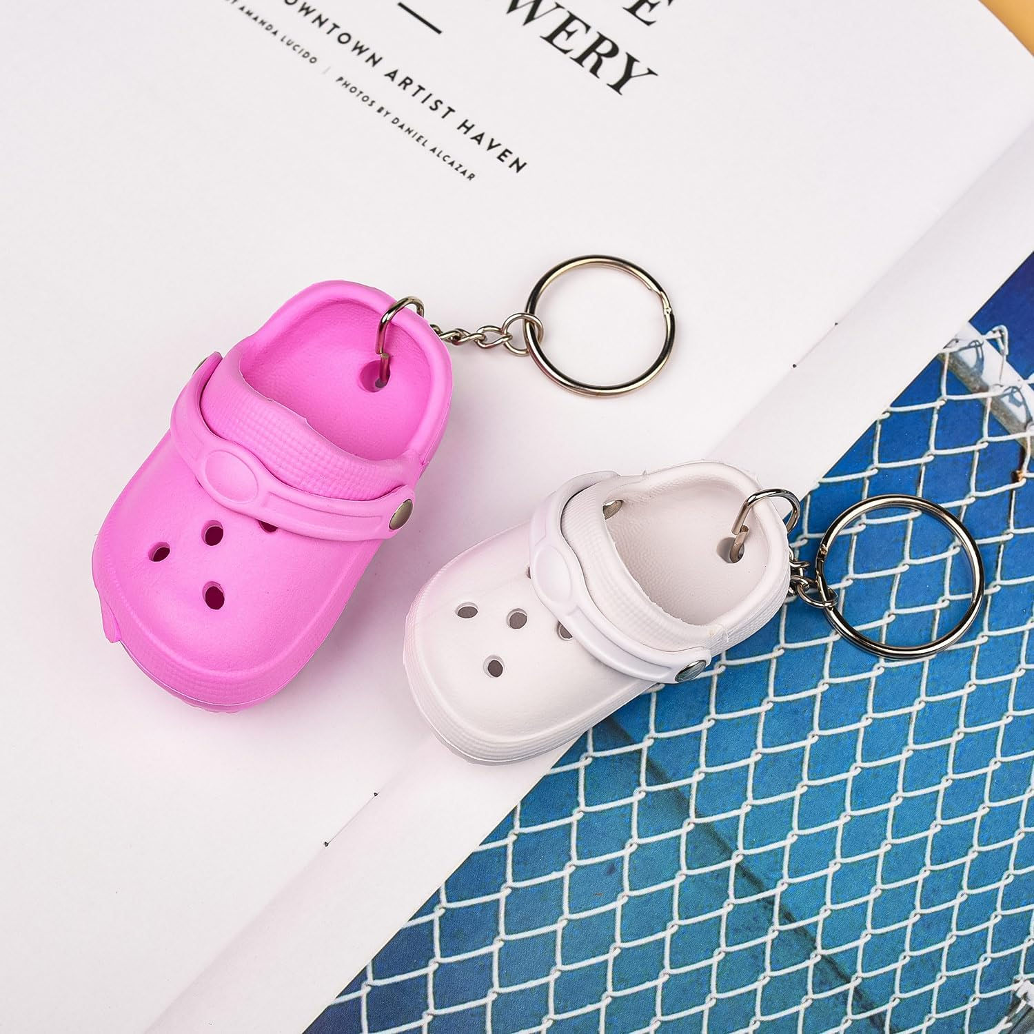 2 Pieces Mini Croc Shoe Keychain Novelty Keychain Shoe Pendant Key Ring Decorative Keychain for Gift Decor Party Favor