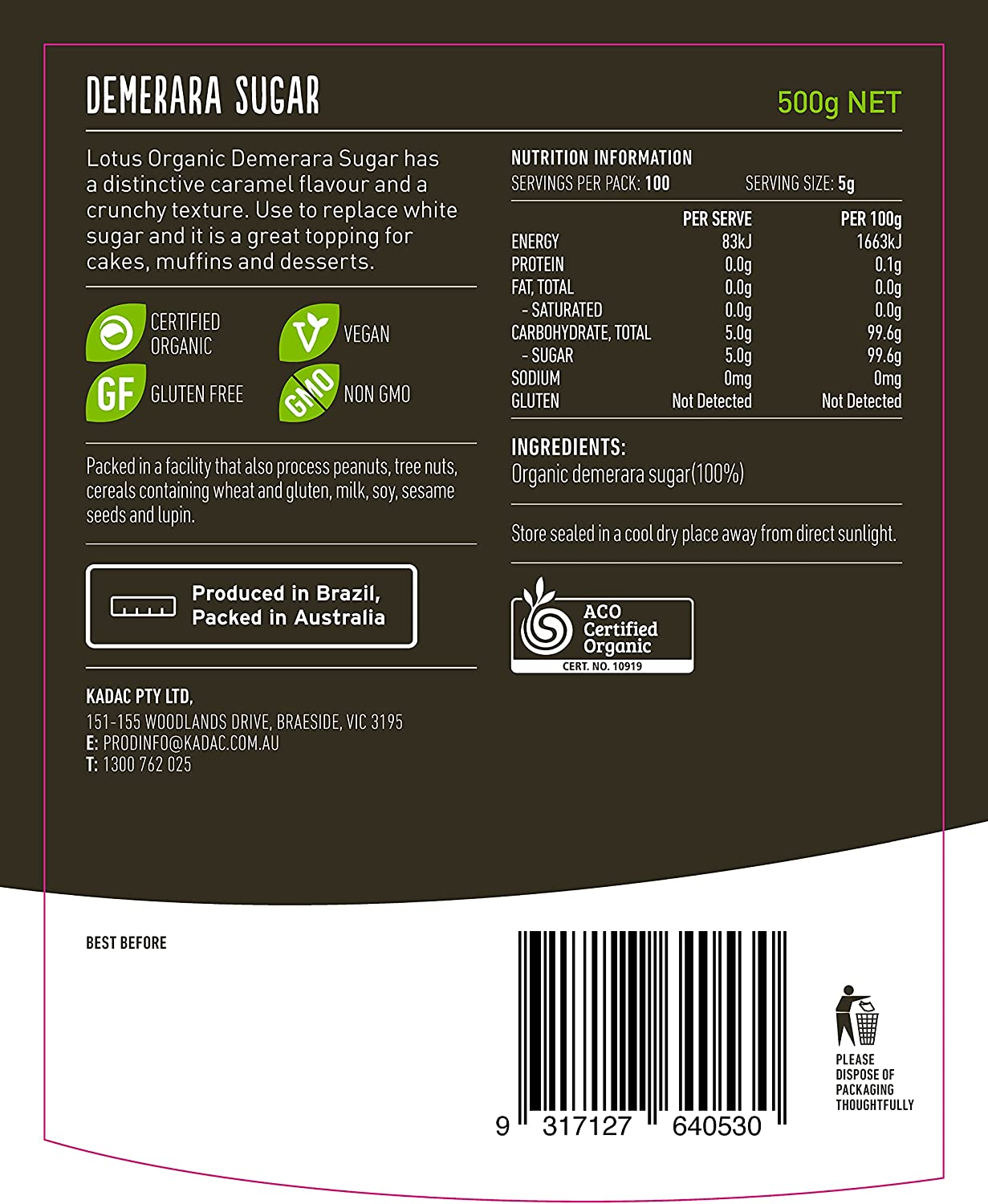 Lotus Organic Demerara Sugar, 500 G image number 2