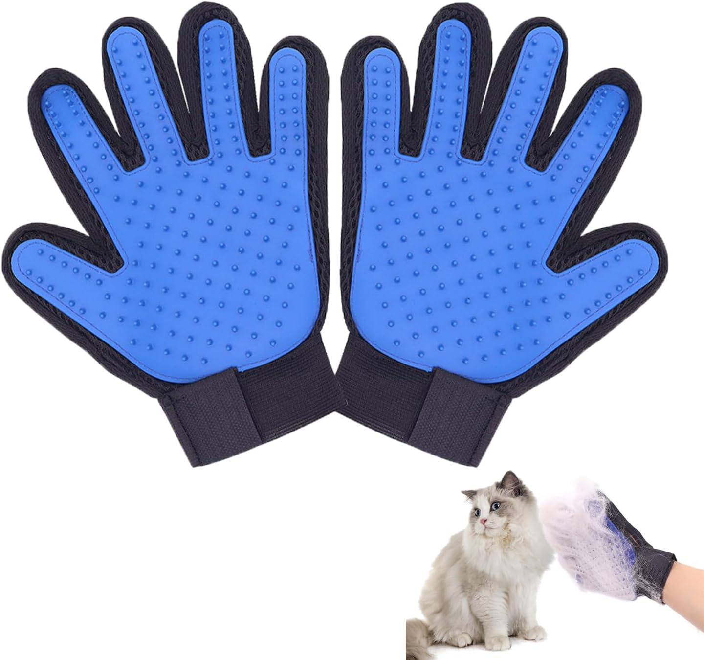 2-In-1 Pet Grooming Gloves Set for Dogs & Cats, Dual Hand De-Shedding Brush Gloves, Hair Removal & Cleaning Tool for Shedding Control, Soft & Reusable image number 5