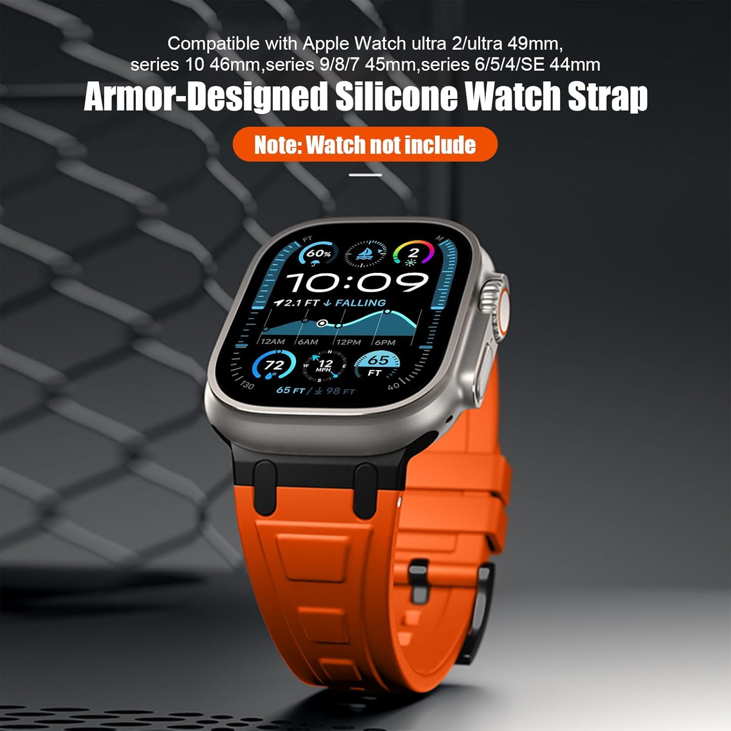 Stainless Steel Adapter Compatible with Apple Watch Series 11/10 Strap 46 Mm, Ultra 3/2/1 49 Mm Silicone Straps Compatible with Iwatch Series 9/8/7/6/5/4/SE3 Band 45 Mm/44 Mm image number 6