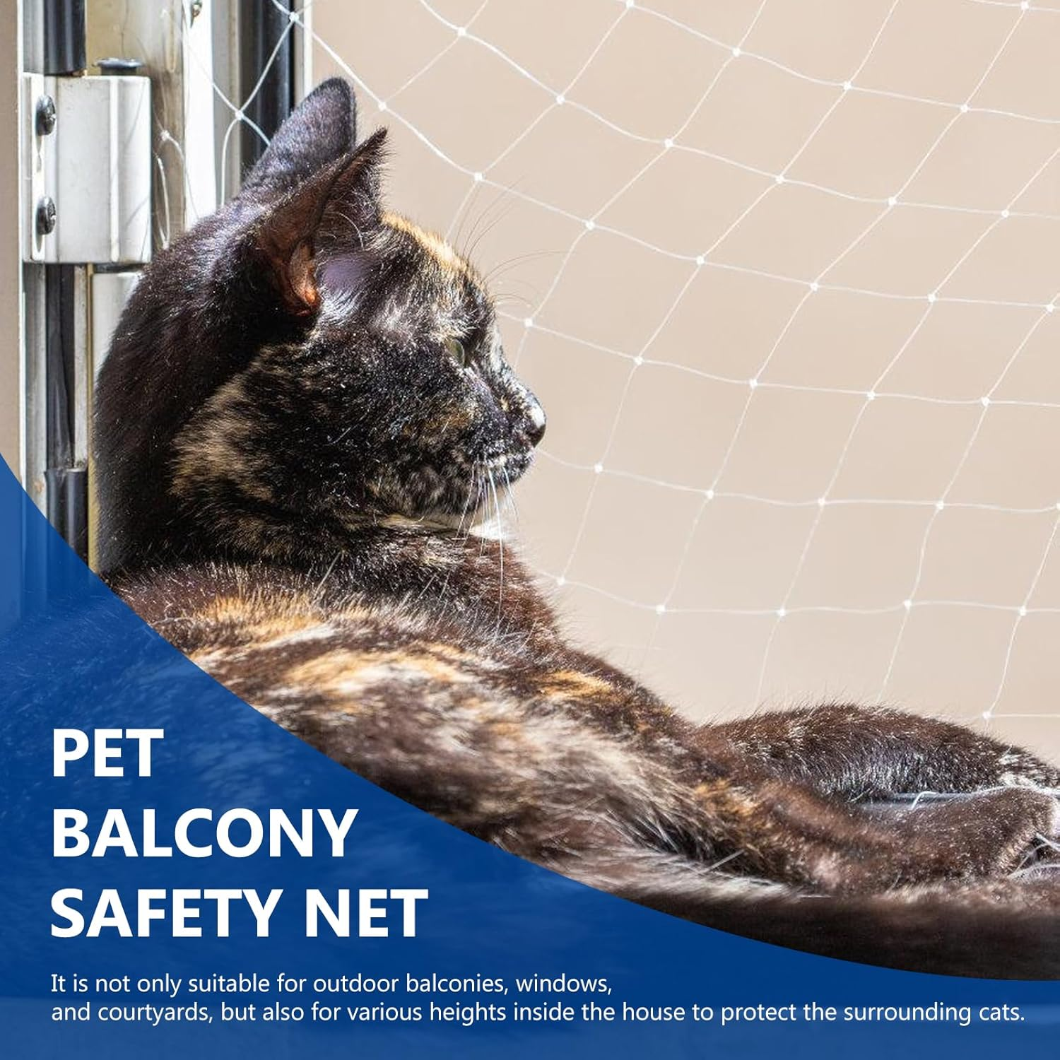 Vegena Cat Net for Balcony, 8 X 3 M Cat Net, Balcony Net for Cats, Cat Protection Net, No Drilling, Cat Net with Accessories, Balcony Nets for Balconies, Patios, Windows, Doors, Garden image number 6