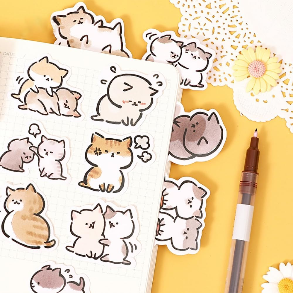45Pcs Cute Cat Stickers for Scrapbooking, Bullet Journal, DIY Decoration, Planners, Suitcase, Diary, Notebooks, Album, Laptop, Phone Cases, and Art Crafts image number 2