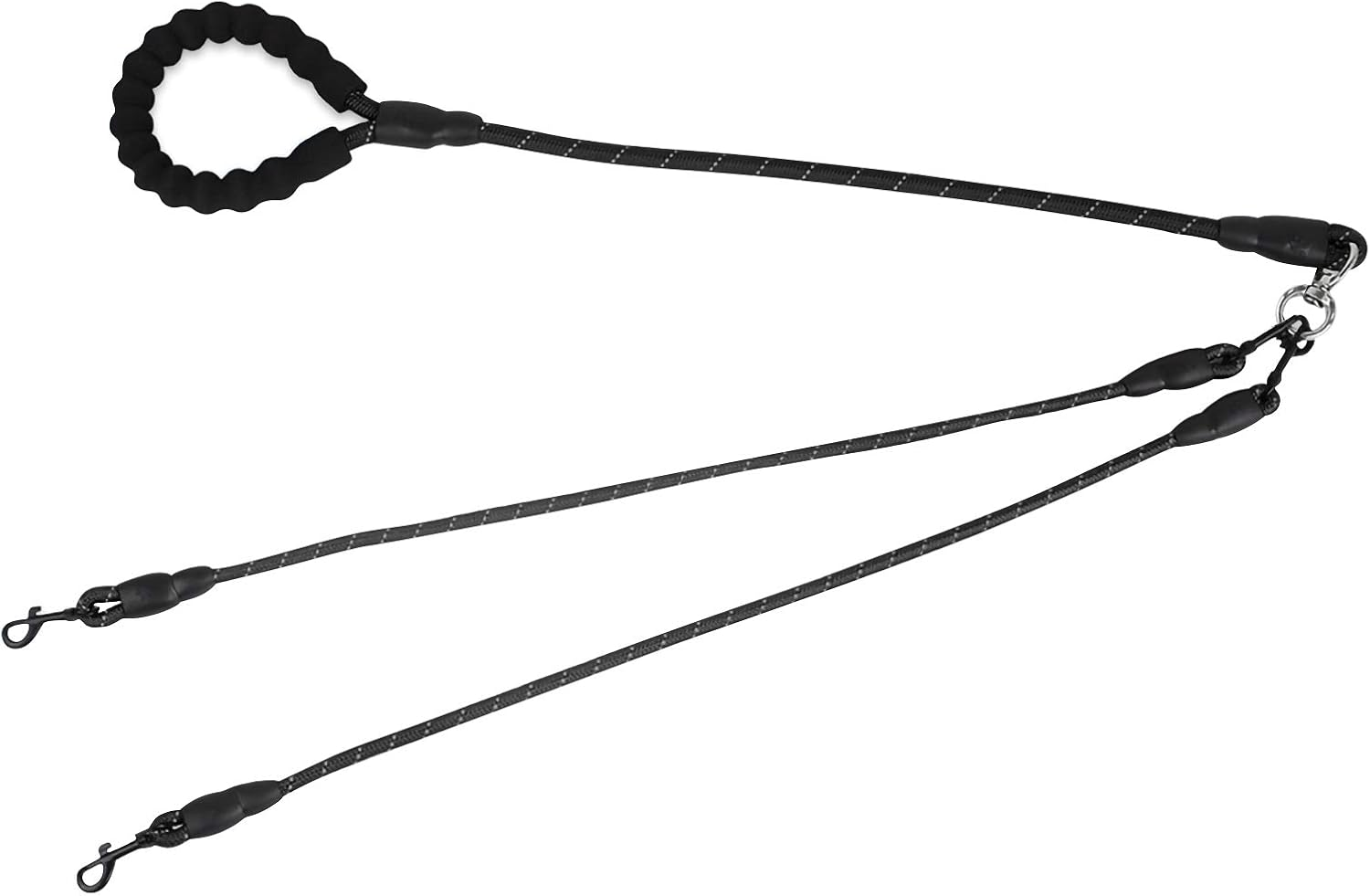 Greeney 3 Way Dog Leash,No Tangle Multiple Dog Rope Leash Nylon Pet Straps for Dog Outdoor Walking (Red)