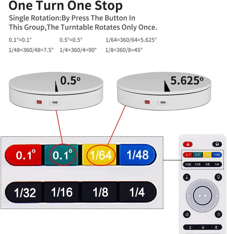 Comxim Professional 360 Degree Photography Turntable for Product Photography, 88LB Capacity, 12.6In Diameter,Automatic Remote Control Angle,Speed,Direction, Various Rotation Mode image number 2