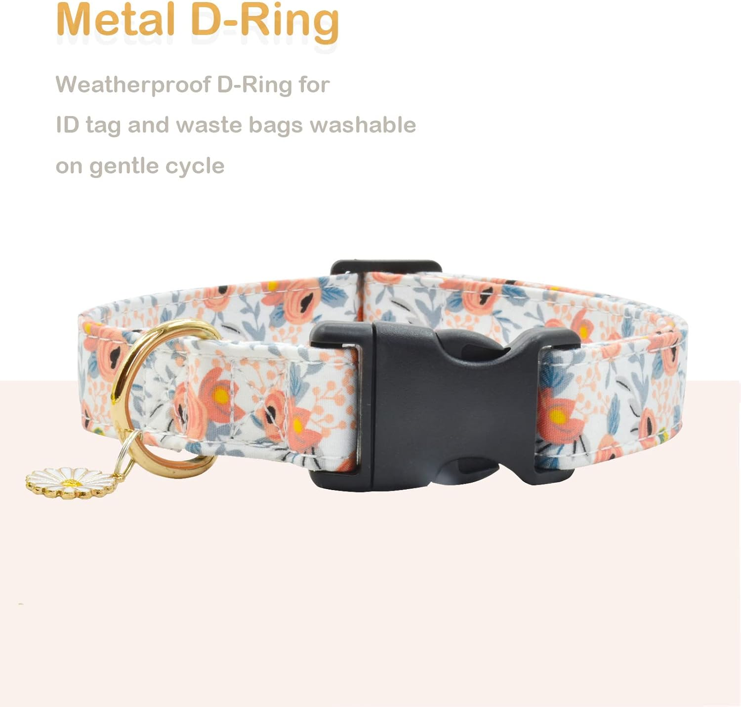 2 PCS Cotton Dog Collar Soft Cute Flower -3 Sizes Soft Nylon Puppy Collar Adjustable for Girl Female Small Medium Large Dogs (M(13-18In), Flower-1) image number 3