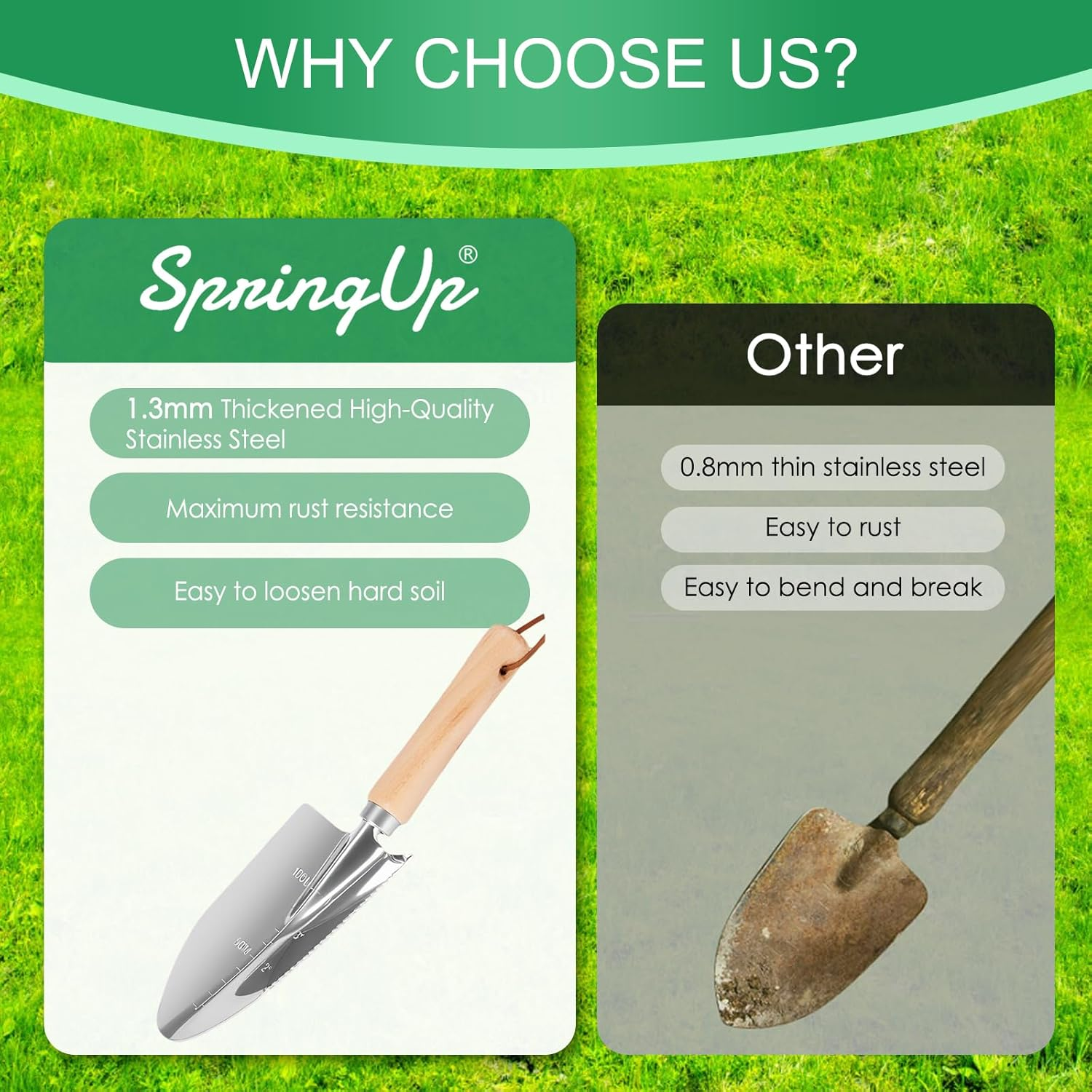 Springup 10 PCS Gardening Tools Heavy Duty Garden Tools Kit Hand Held Tool Set with Durable Organizer Tote Bag, Stainless Steel Rust Proof, Gardening Gifts for Women