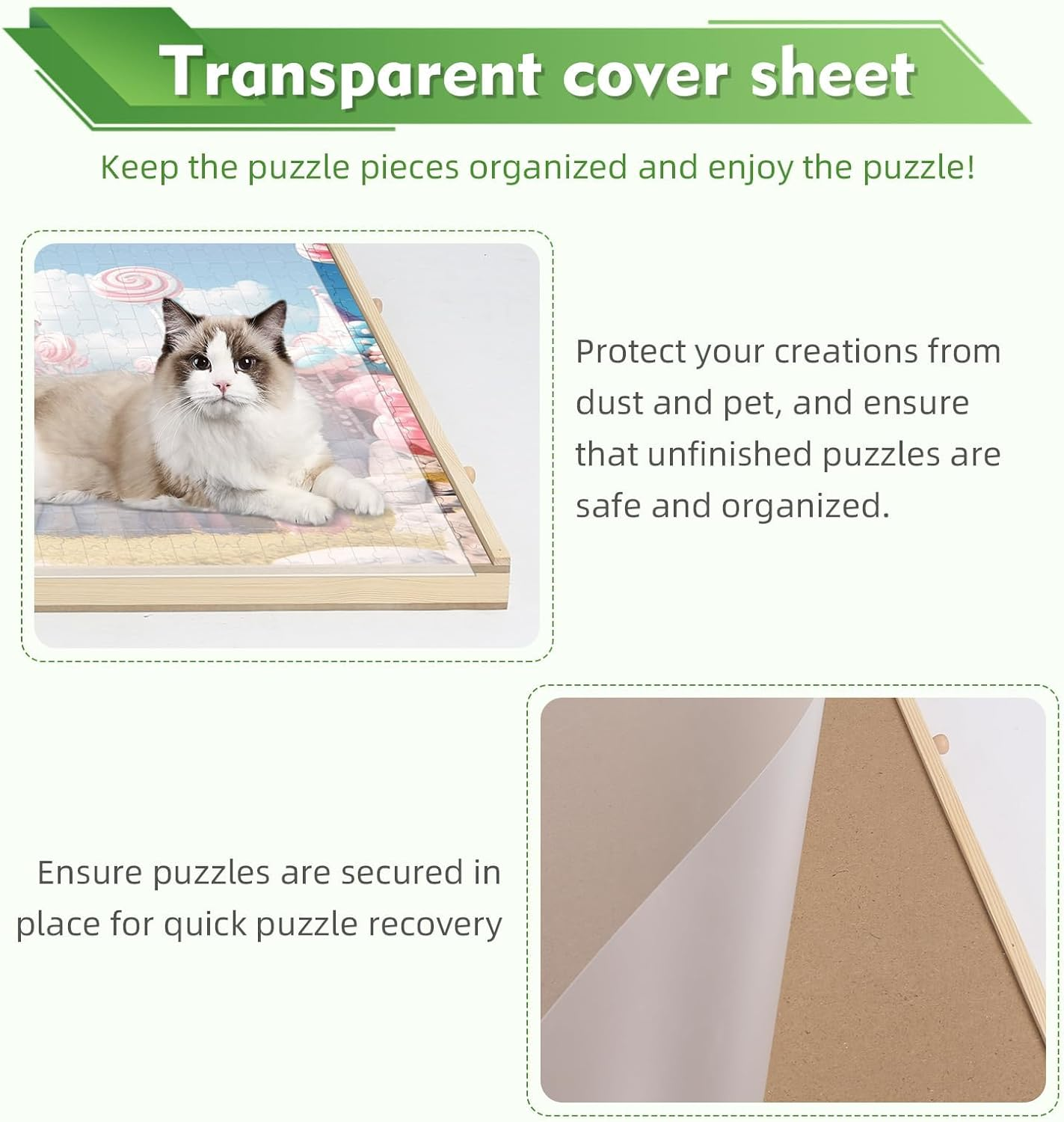 1500 Pieces Wooden Puzzle Board with 6 Drawers, Large Jiasaw Puzzle Board Game Table 360&deg; Rotating for Adults Kids Playing Puzzle Game, Jigsaw Puzzle Board with Puzzle Tray for Organizing Sorting image number 2