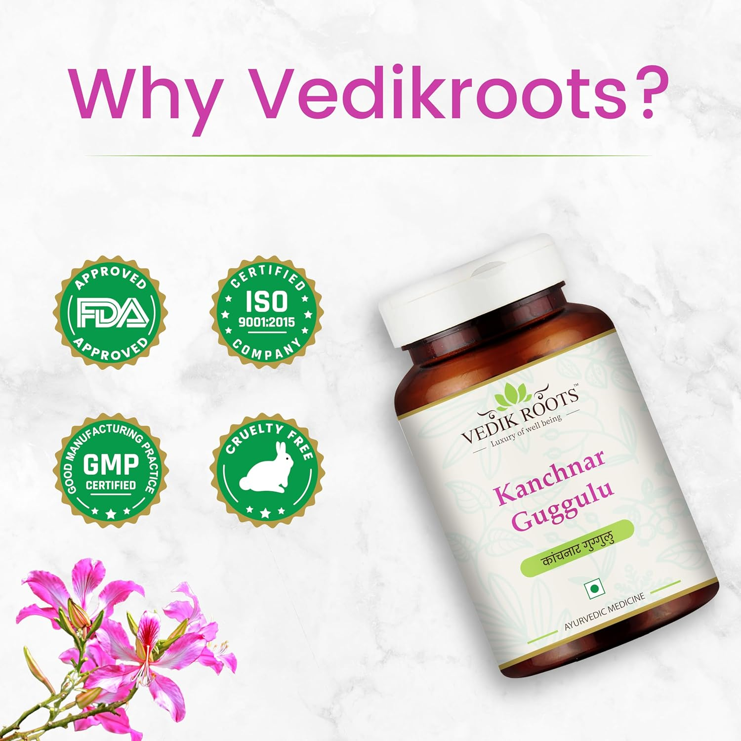 Vedikroots Kanchnar Guggulu Tablets | Traditional Ayurvedic Herbal Blend for Women'S Wellness | 60 Tablets image number 3