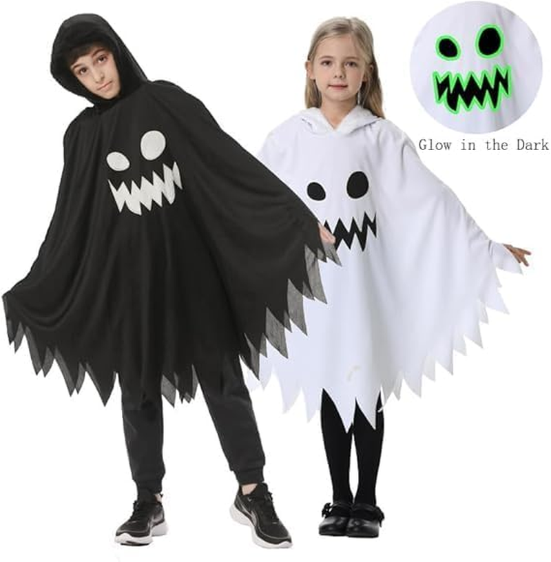 Ricjurzzty Halloween Ghost Costume for Kids Ghost Cloak Halloween Spooky Trick-Or-Treating with Pumpkin Bucket image number 1