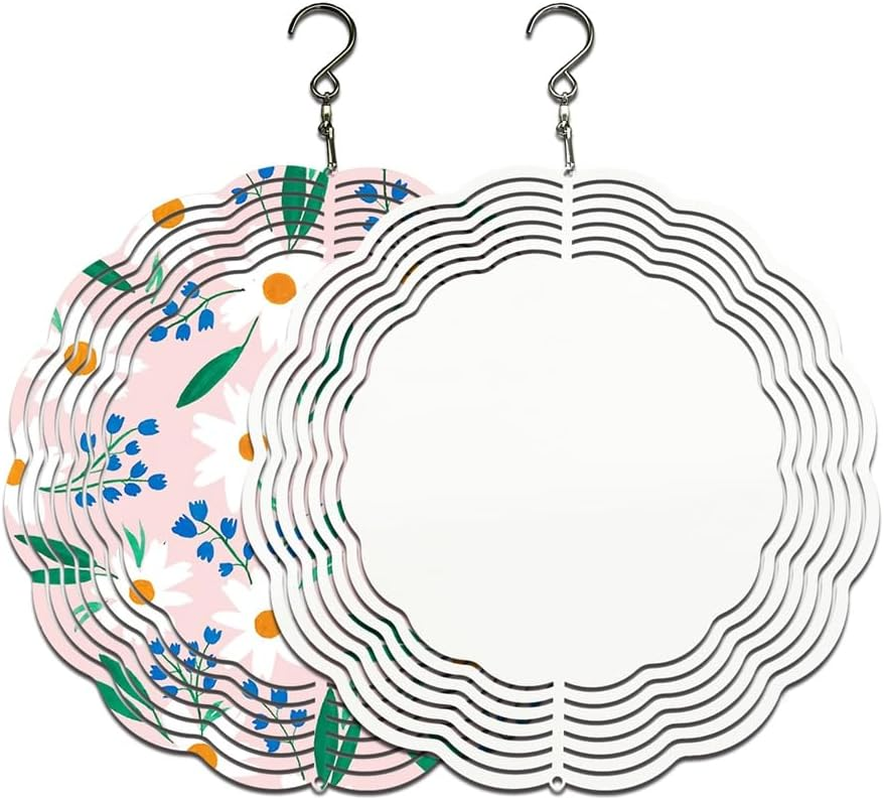 5Pack Sublimation Wind Spinner Blanks 8Inch Wind Spinners White Metal for Yard and Garden Indoor Outdoor Front Door Decoration image number 3