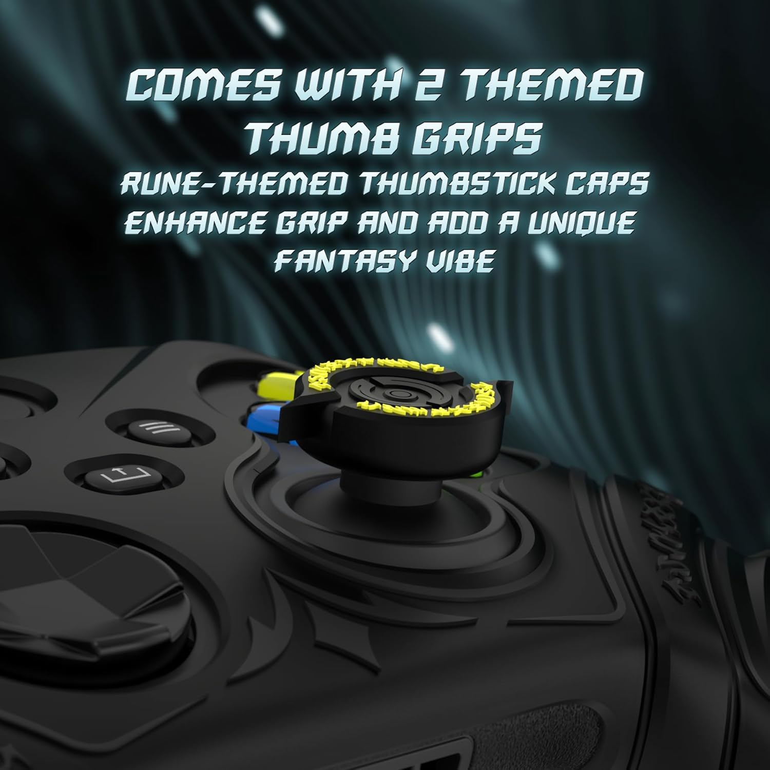 Playvital Silicone Controller Cover for Xbox Series X/S with Thumbstick Cap & Sticker- Runes Edition Anti-Slip Grip Skin, Shockproof Protector for Xbox Core Wireless Controller(Black) - Purple image number 7