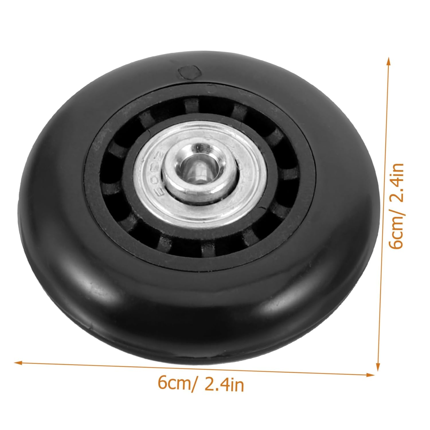 FUNOMOCYA 2Pcs Black Luggage Replacement Wheels 60X23Mm Metal Bearing, Universal Swivel Caster Wheels for Suitcase and Travel Bag Repair image number 4