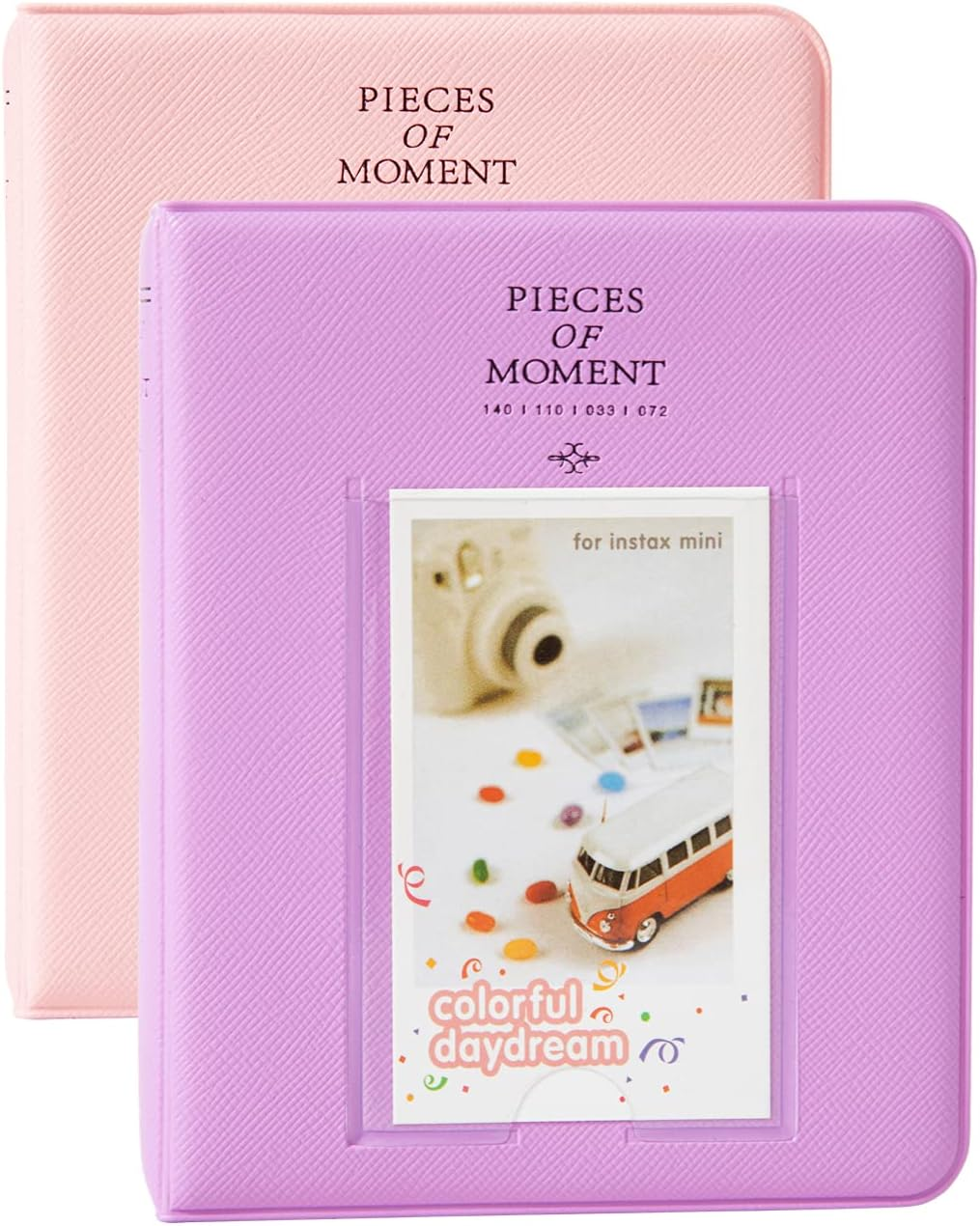 Polaroid Photo Albums,2Pcs Goodsnetic 64 Pockets Album for Fujifilm Instax Mini 7S 8 8+ 9 25 26 50S 70 90 Instant Camera Name Card,Photo Book for Polaroid PIC-300P/Z2300 Pink&Smokey White - Browngrey image number 3