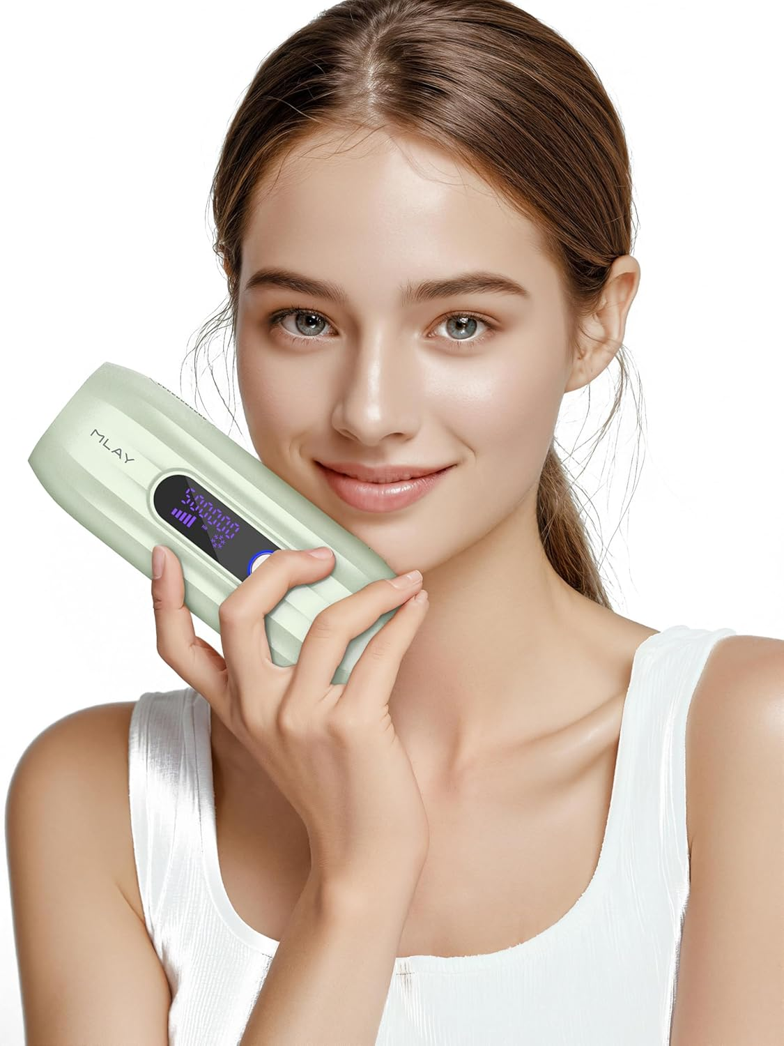 MLAY Ipl Laser Hair Removal, Laser Hair Removal, Hair Removal Device with Ice-Cooling System, Painless IPL Hair Remover, Ipl Hair Removal for Armpits Legs Arms Bikini Line Whole Body, 5 Energy Levels (Green)