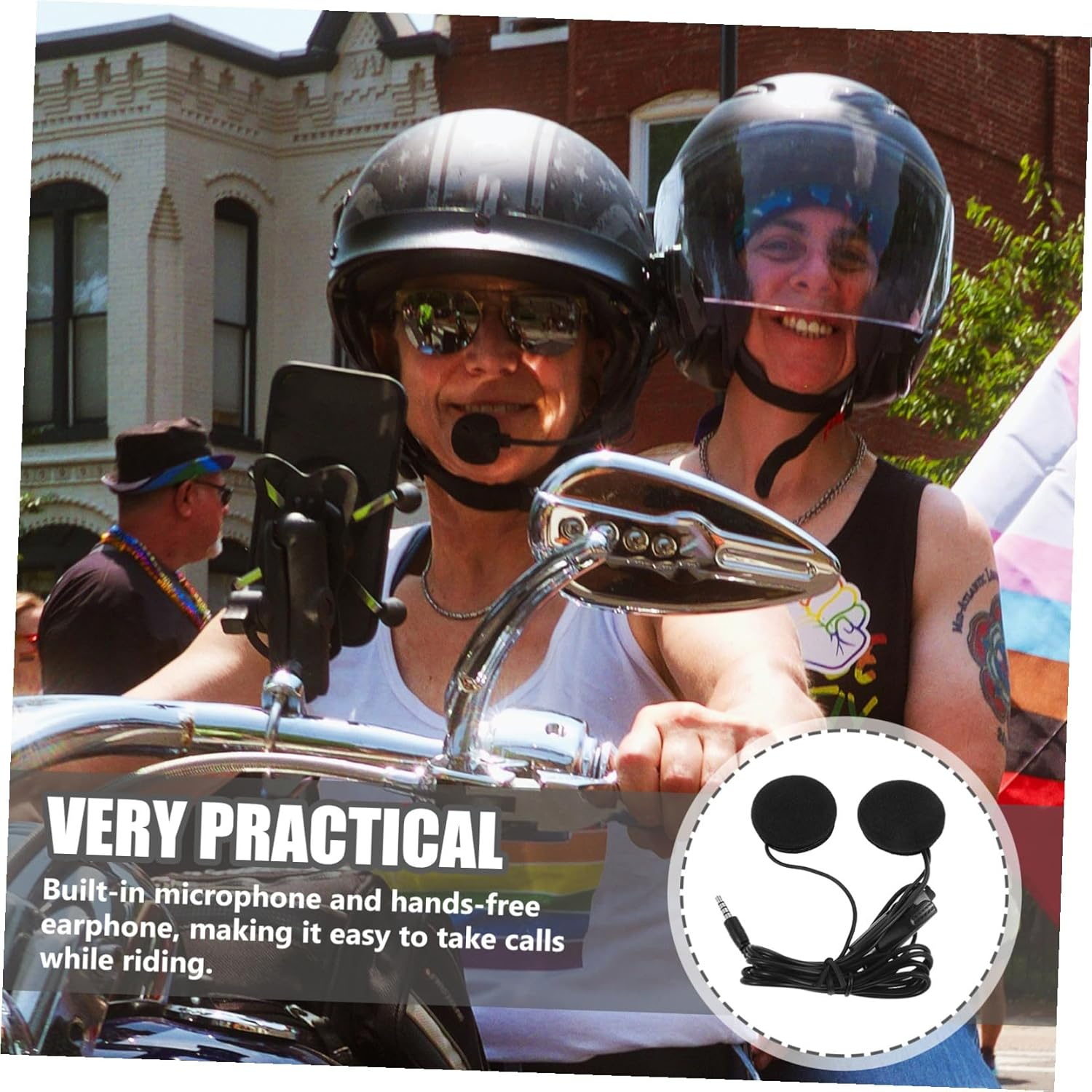 ERINGOGO Motorcycle Helmet Headset with Microphone Easy Install In-Ear Helmet Earphones for Rider High Sound Quality with Voice Navigation and Calls Compatible image number 4