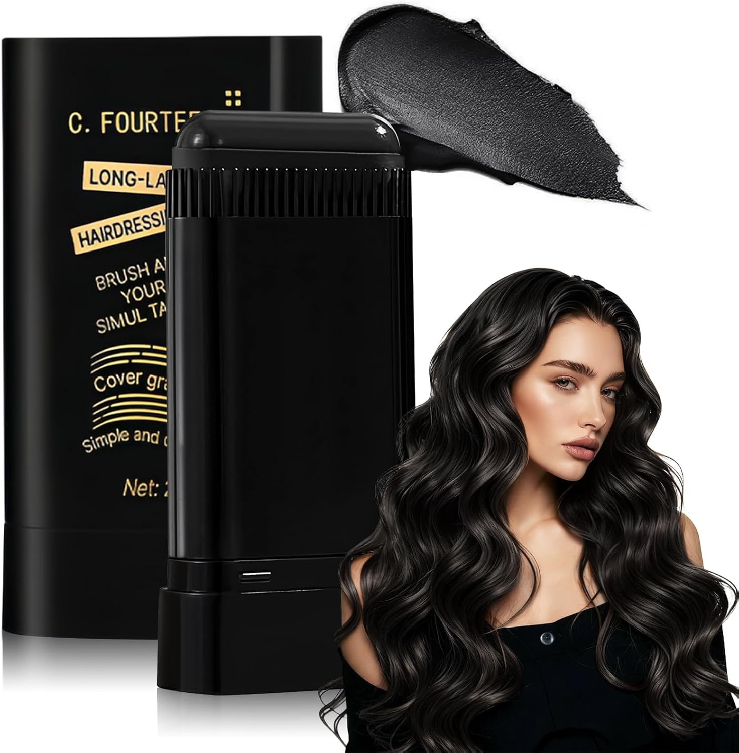 2 in 1 Hair Color Stick Safe and Convenient Comb Hair Dye Hair Dye Stick, Portable Color Touch-Up Hair Sticks with Comb, Sweat-Proof Cover Gray Hair Color Correction Sticks for Unisex (Dark Brown)