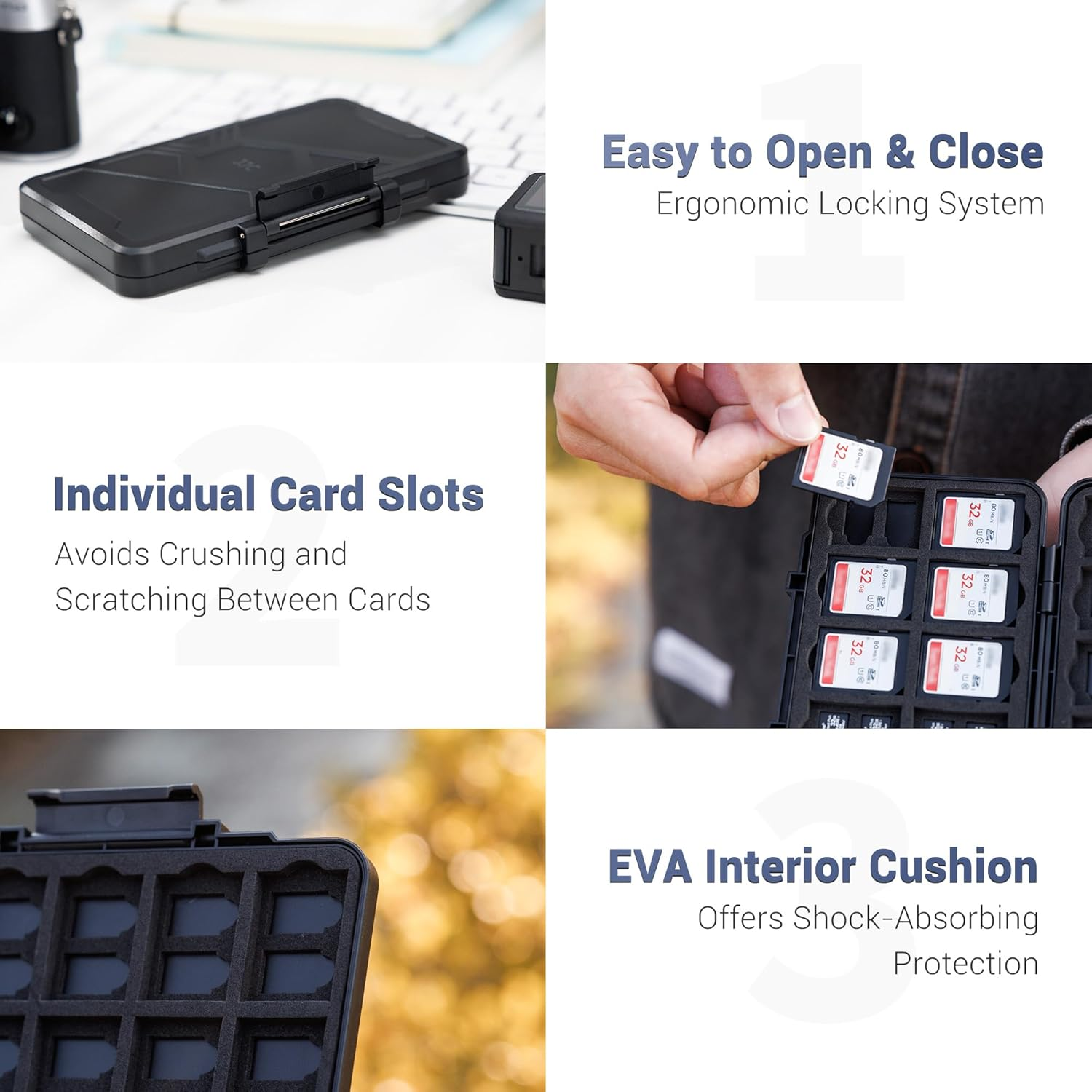 [Large Capacity] 60 Slots Memory Card Case for 20 SD and 40 TF Cards, Compact Size & Portable SD SDHC SDXC TF Micro SD Card Holder Organizer Storage Box, Anti-Shock Anti-Dust image number 5