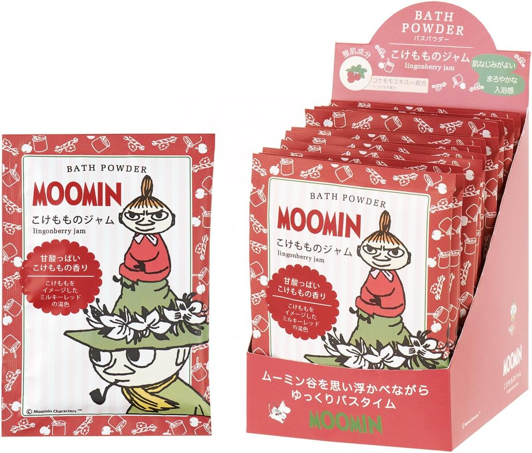 Moomin Bath Powder, 1.2 Oz (35 G), Cocemomo Jam, 12 Pieces (White Turbidity Bath Sale, Made in Japan, Sweet and Sour Kokemomo Scent) image number 1