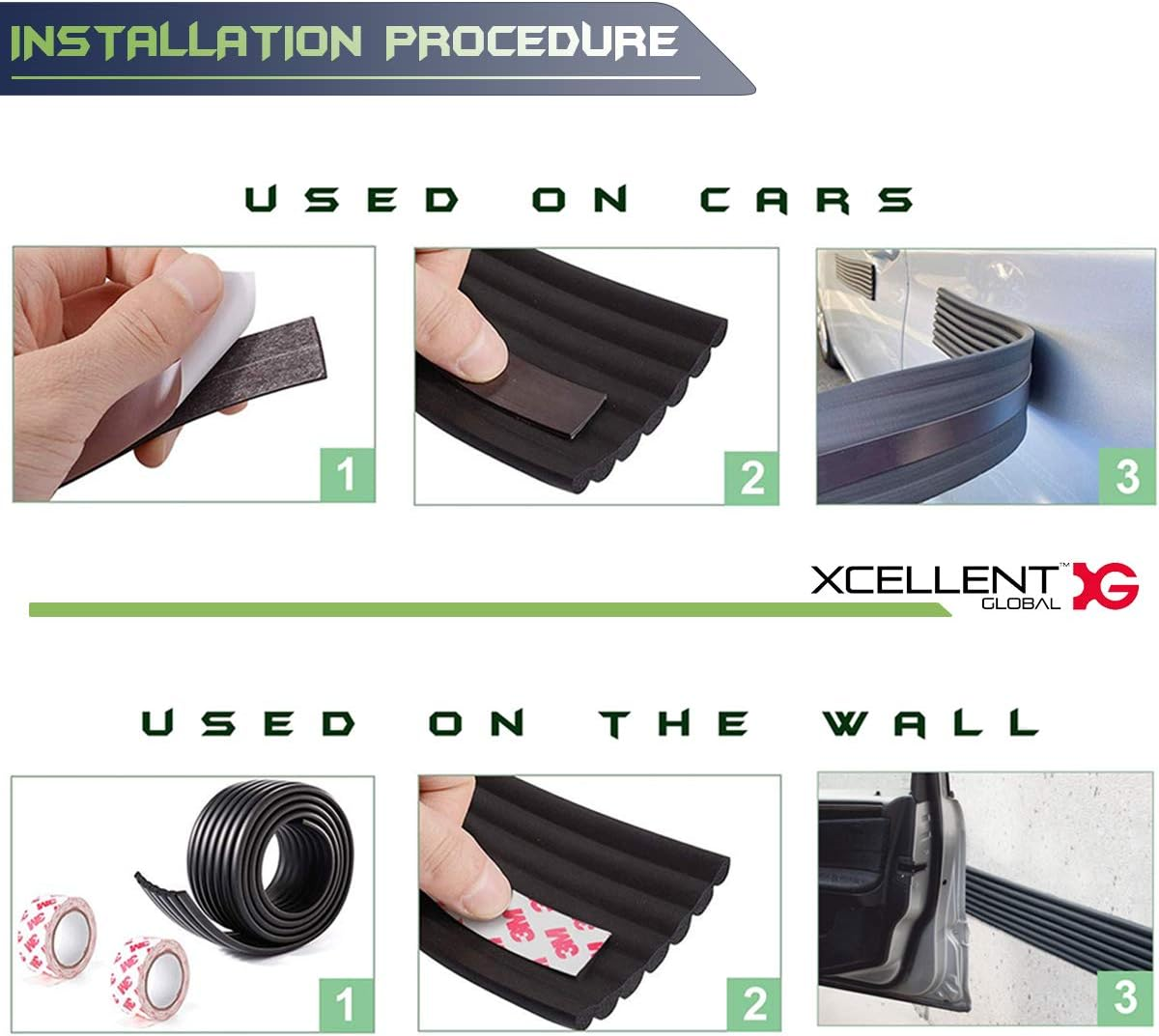 Car Door Dent Protector Removable Soft Cushion Magnetic Car Door Guard Strip for Garage Parking 2 Meter - Black AT007 image number 2