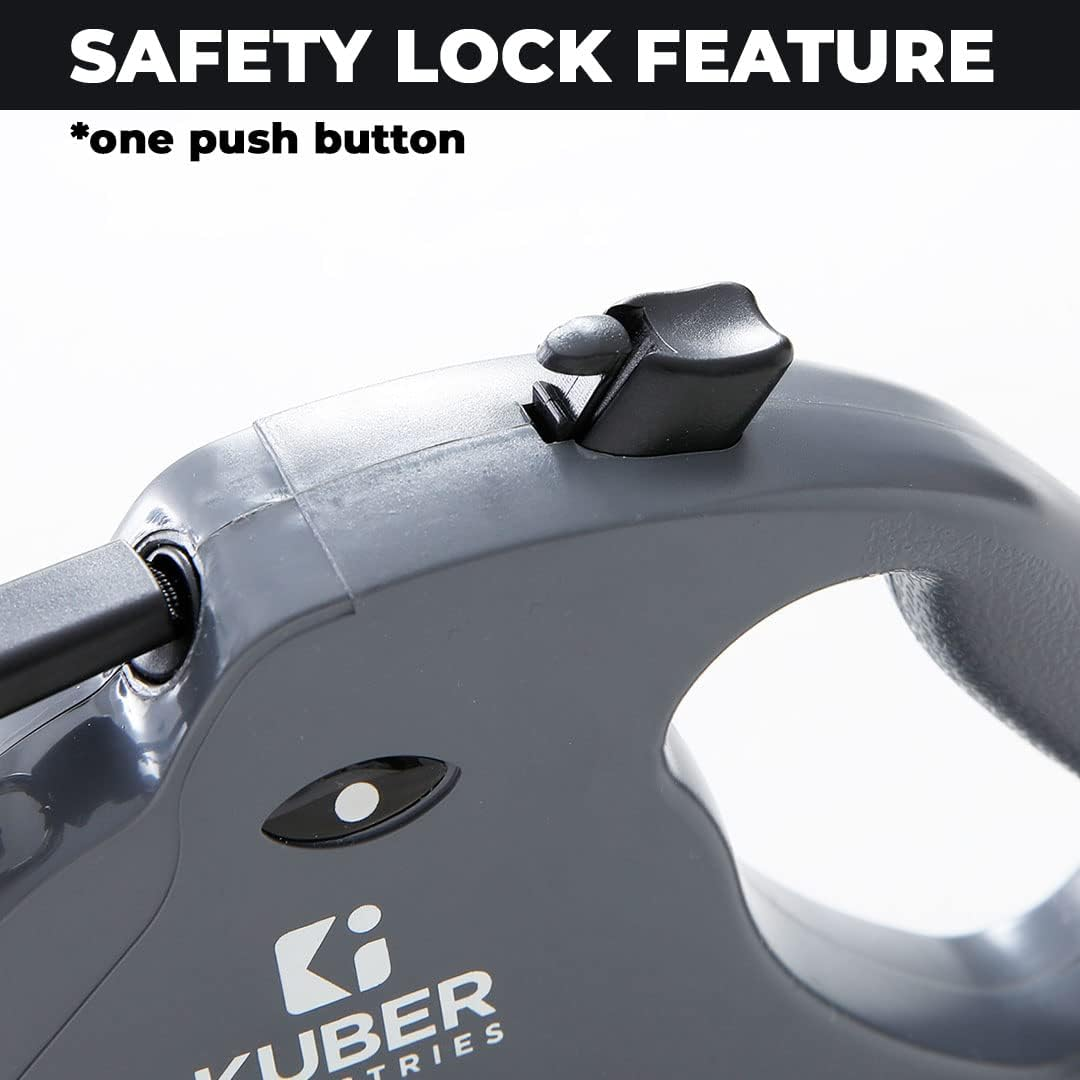 Kuber Industries Automatic Retractable Dog Leash with Anti-Slip Handle, One-Handed Brake- Grey image number 2