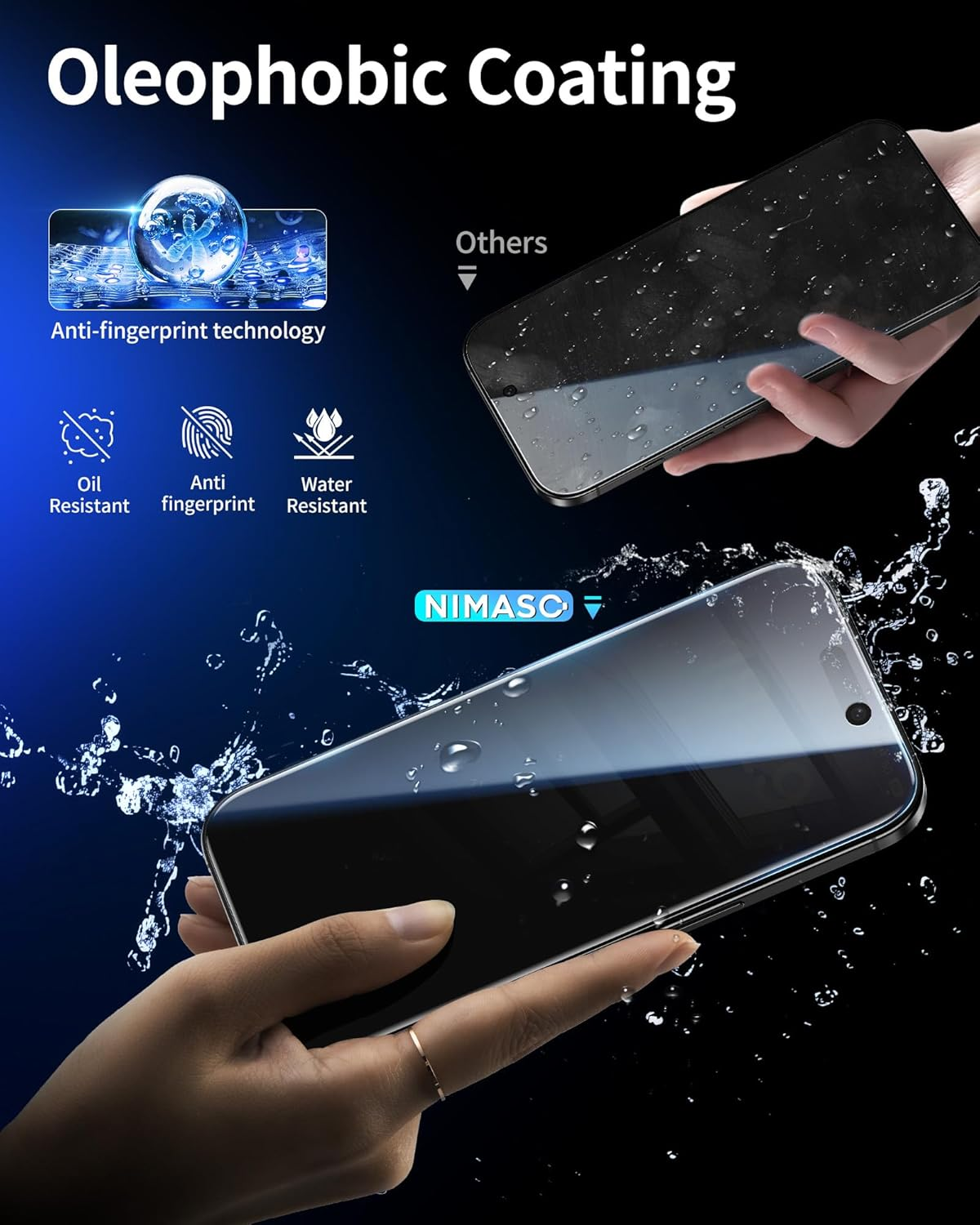 NIMASO for Iphone 17 Pro Max Screen Protector Privacy 6.9-Inch, Dust-Free Instant Installation, 9H Hardness Anti-Spy Tempered Glass Military Grade Shatterproof, Anti-Scratch, 2 Pack image number 2
