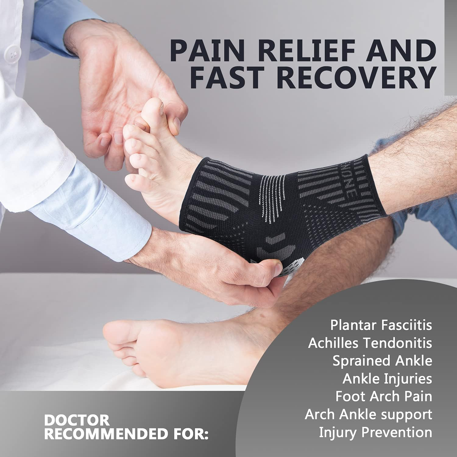 Lusenone Ankle Brace for Women & Men (Pair), Compression Ankle Sleeve- Best Ankle Support Socks for Plantar Fasciitis, Sprained Ankle, Achilles Tendonitis, Foot Pain Relief, Running,Sports image number 4