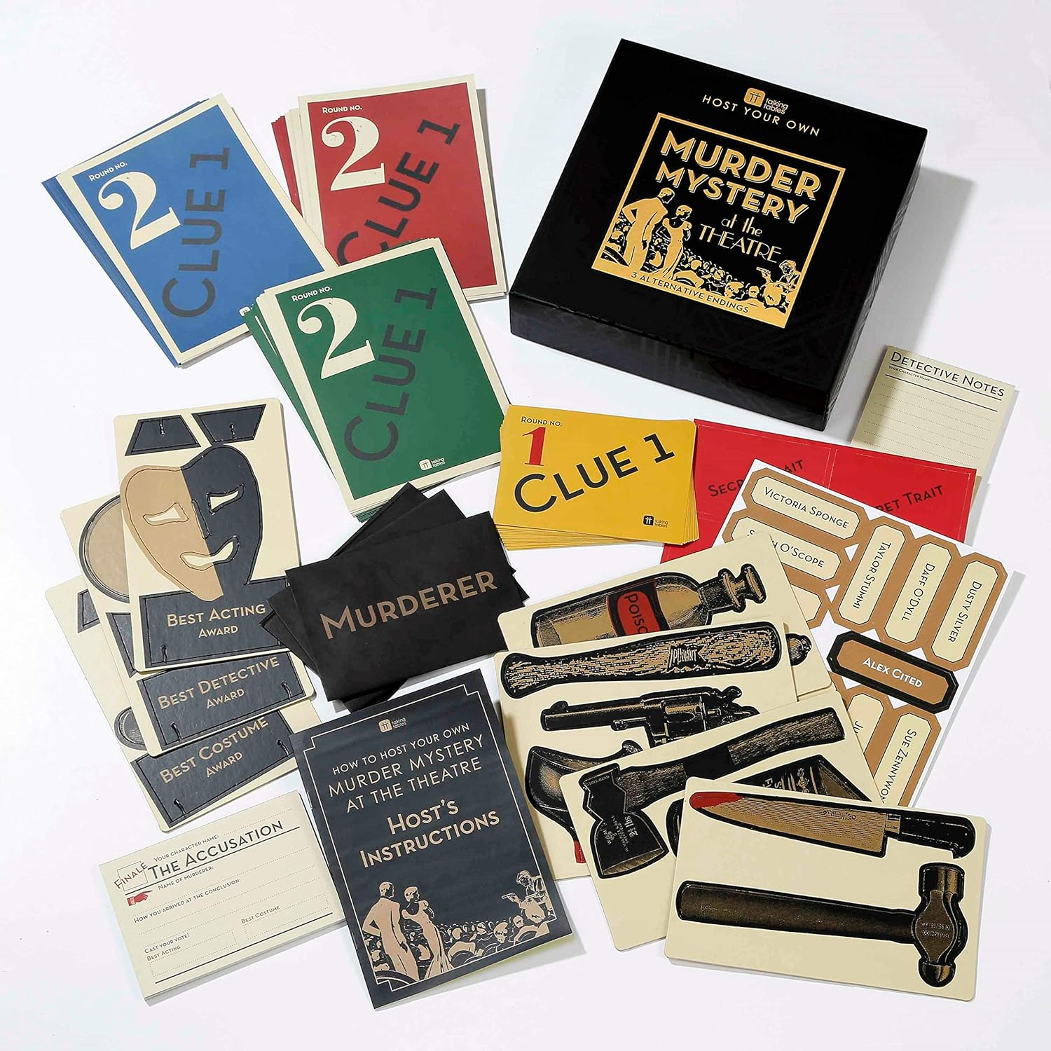 Reusable Murder Mystery Game for Adults, Host Your Own Games Night at Home, 1920S Theatre Theme, 3 Alternative Endings Fancy Dress up Fun after Dinner Party, Christmas, Gift image number 5