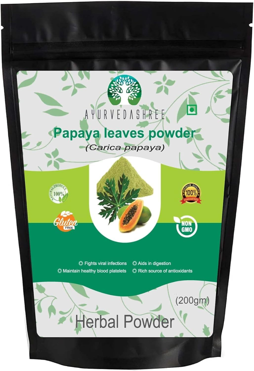 Papaya Leaf Powder 200 Gm | Dried from Fresh Green Leaves, Good to Make Tea, Juice Extract, 100% Leaves Powder(No Fruit, No Seeds) | Non-Gmo,Vegan | Herbal & Natural image number 4