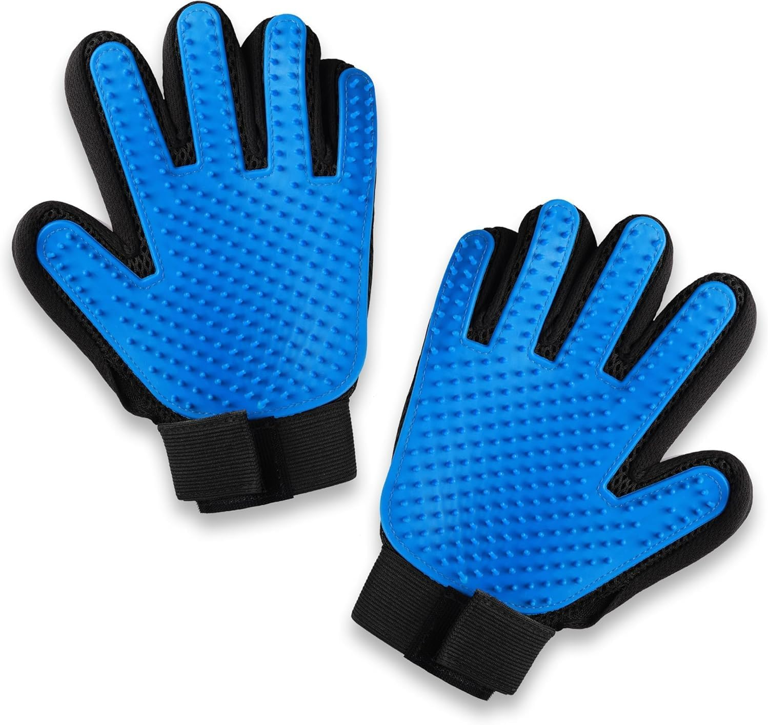 2PCS Dog Grooming Gloves Best Professional Deshedding, Brushing, Cleaning Mitt Tool for Small, Medium or Large Dogs & Cats. Fur & Hair Remover. Prevents Matted Coats. Soft Rubber Bristle Brush-Blue image number 5