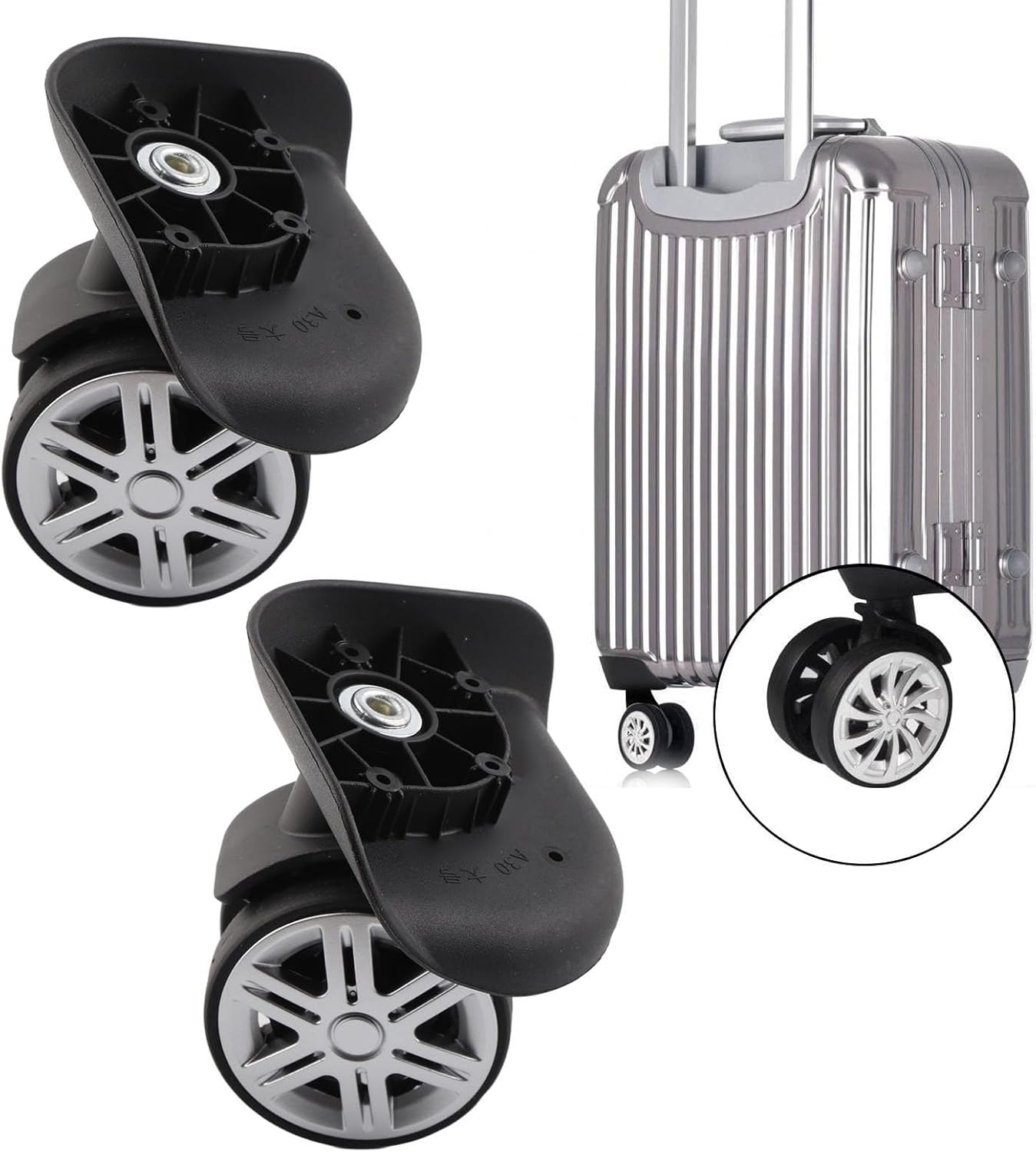 LOCADENCE 1 Pair Luggage Suitcase Wheels, Quiet Swivel Luggage Caster Wheels for the Maintenance and Replacement of Luggage Wheels image number 2