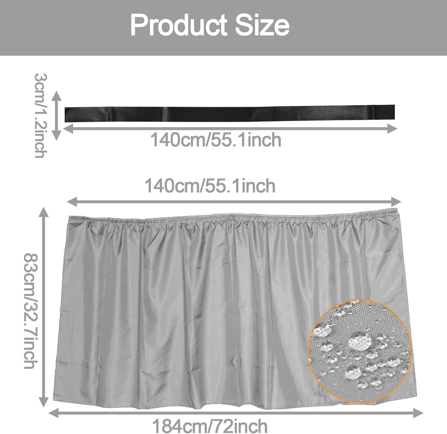 Sink Skirt for Bathroom, 32.7X55.1In Polyester Decorative Sink Curtain Bathroom Waterproof Skirt Curtain Practical Accessories Supplies for Kitchen Laundry Room (Grey) - Grey image number 5