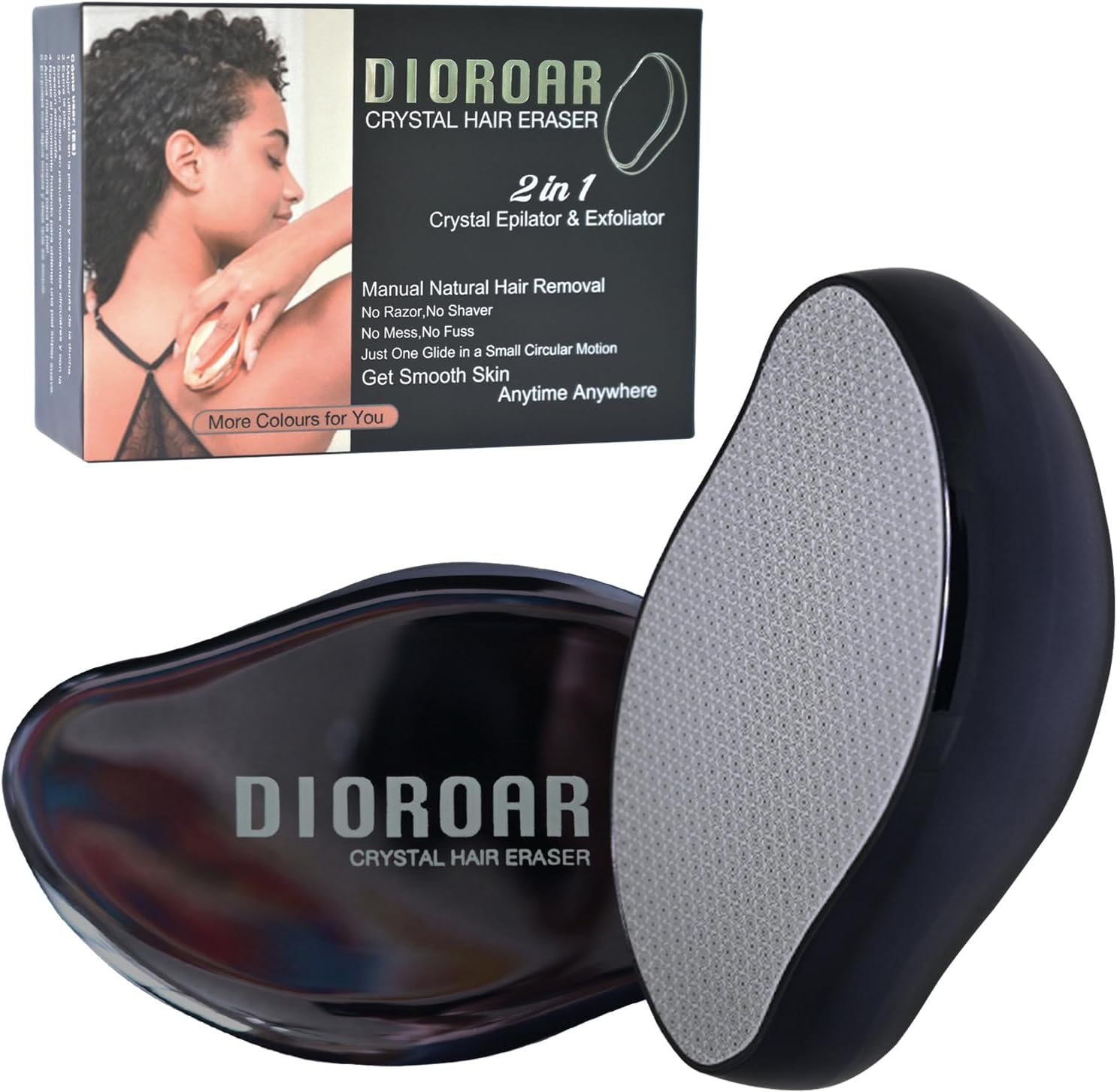 DIOROAR Crystal Hair Eraser,Upgrade Crystal Hair Remover,Physical Nano Glass Hair Removal Device,Painless Epilator and Exfoliator without Shaver for Quick Soft Silky Skin(Light Pink)