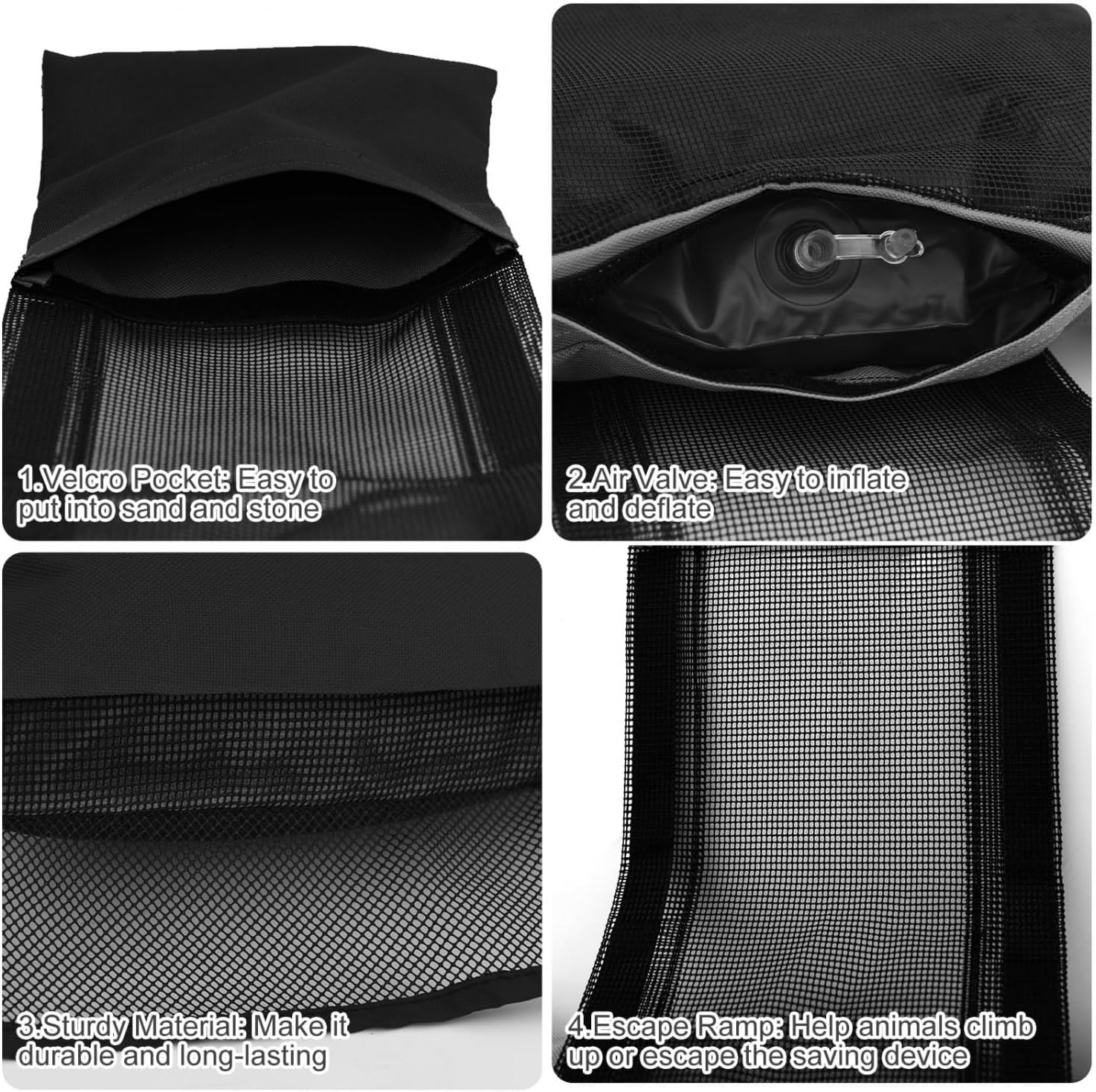 Animal Escape Ramp for Swimming Pool &ndash; Wildlife Saver for Frogs, Ducks, Birds Lizards | Floating Safety Platform Creature Pool Maintenance (Black-2Pack) image number 3