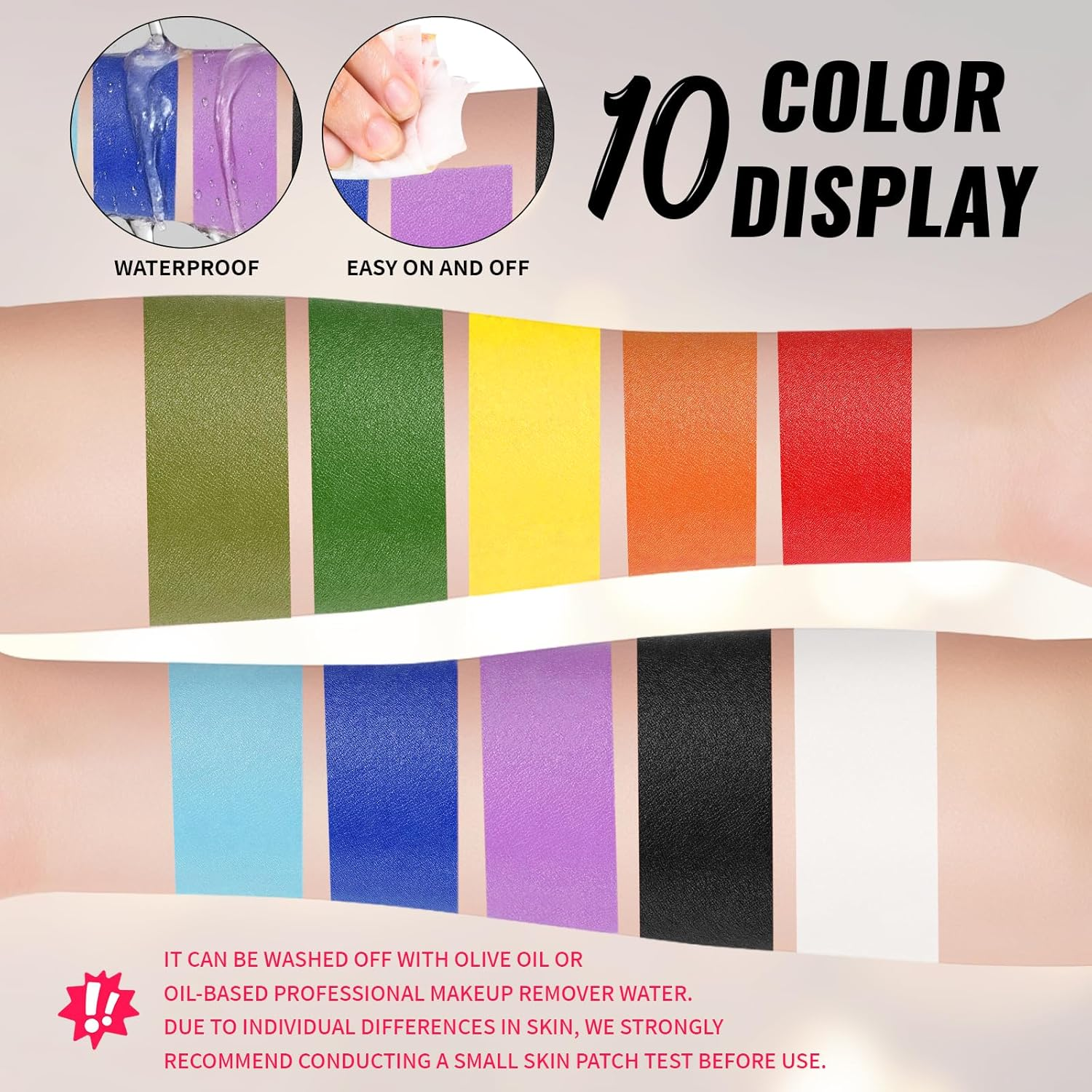 YBUETE White Oil Based Face Body Paint Stick, Non-Toxic Full-Coverage Face Painting for Halloween Cosplay Joker Zombie Vampire Skeleton Clown Makeup, Waterproof Cream White Body Painting for Adults - Black image number 2