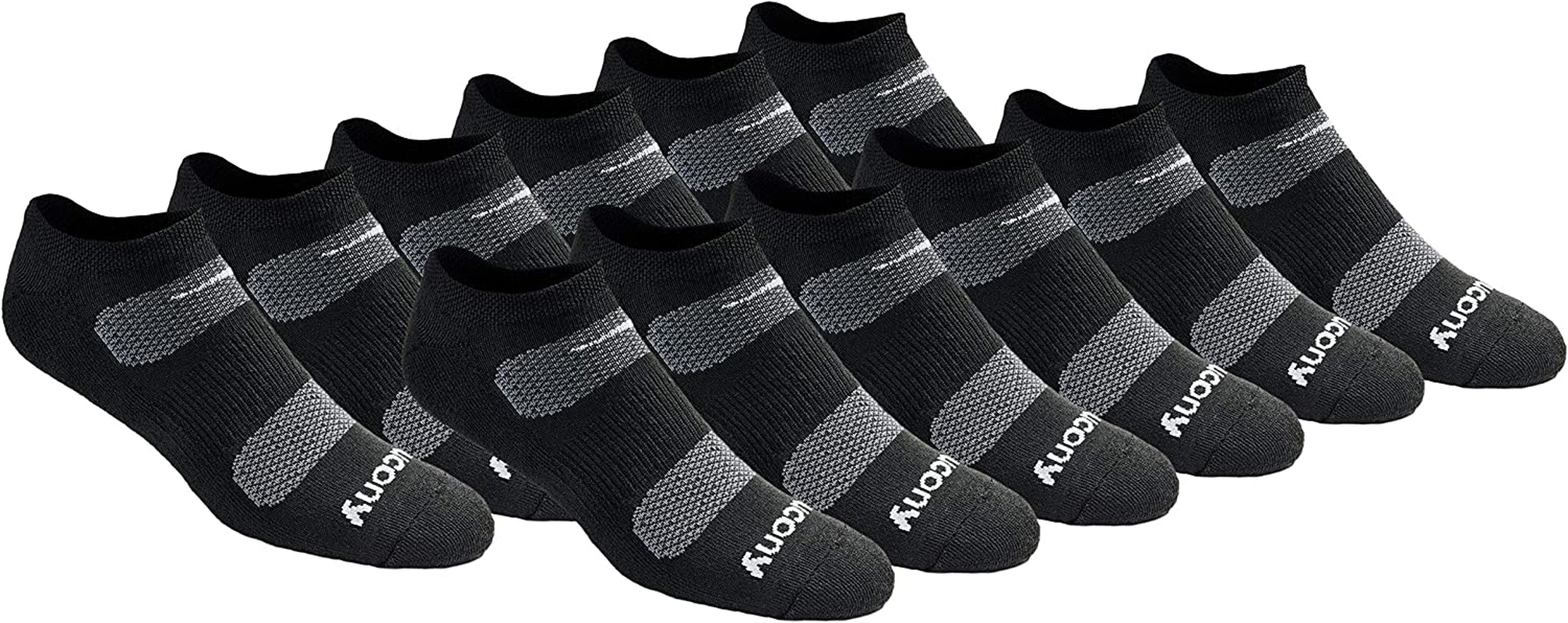 Saucony Men'S Multi-Pack Mesh Ventilating Comfort Fit Performance No-Show Socks