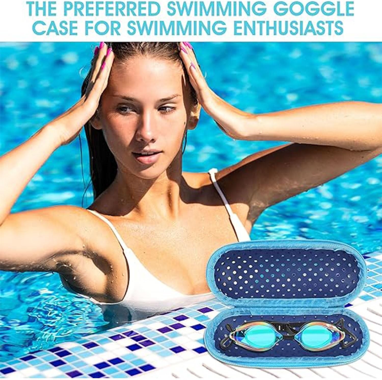 Songholee Swim Goggle Case, Goggle Case with Drain Hole for Swimming Goggles Sunglasses Zipper Eyeglasses Case Protective Cases for Goggles Men Women Swimming Accessories - Rose Red image number 5