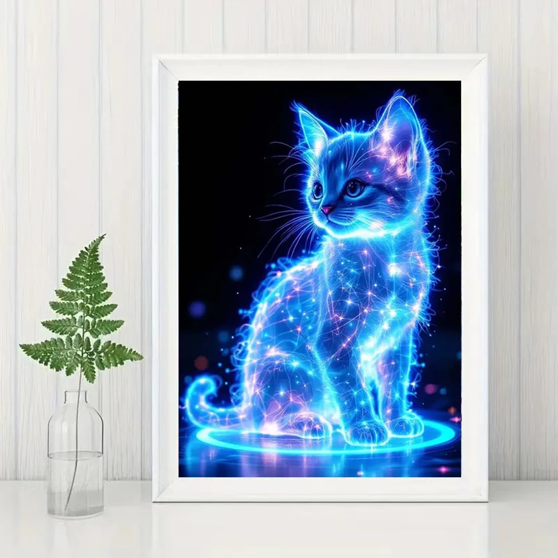 SHICERNHJ Cat Diamond Painting Kits for Adults DIY round Gem Art Animal Cute Cat Diamond Art Kits for Adults,5D Full Drill Diamond Dots Crafts Paintings Canvas for Beginners Home Decor 12X16Inch - Animal Cat-A image number 5