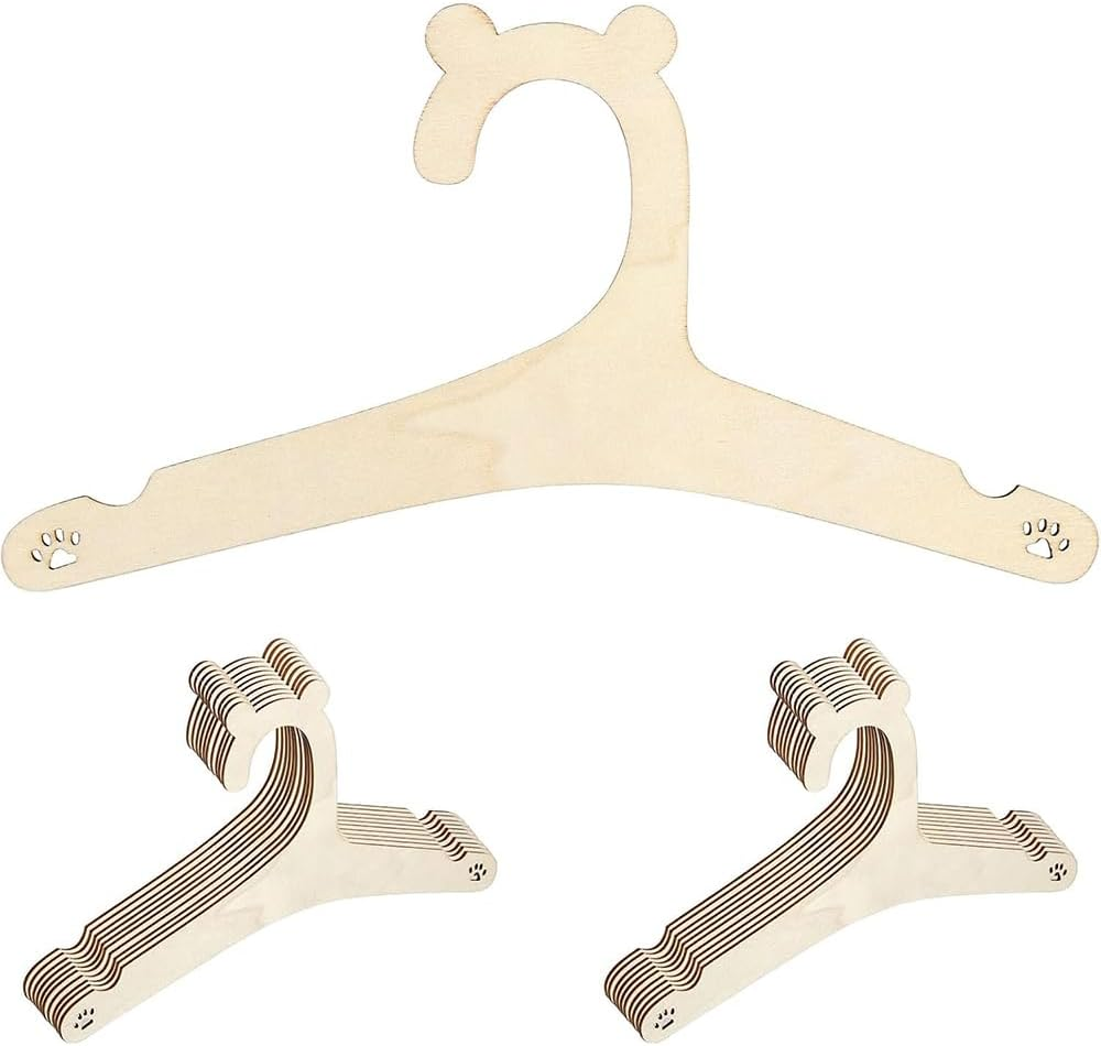20 Pack Kids Wooden Hangers, 22 CM Mini Toddler & Baby Clothes Hangers with Cute Bear Ears for Boys & Girls, Infant & Children Closet Organizer image number 4