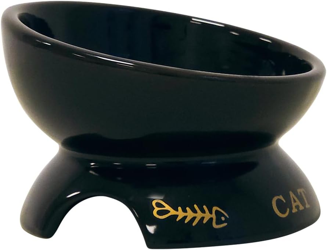 Nobby Golden Cat Ceramic Bowl Raised Black Diameter 13.5 X 9 Cm 250 Ml