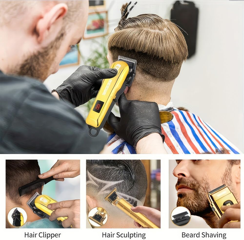 Pro Men Barber Set Hair Clippers Beard Trimmer Cordless Body Beard Shaver Trimme image number 6