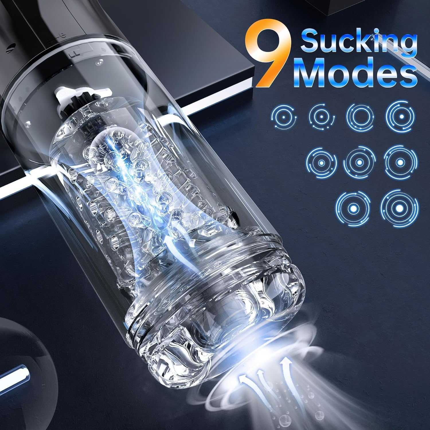 LONZYON Automatic Sucking Male Masturbator Sex Toys for Men, LCD Display 9 Thrusting & Rotating & Suction Mens Sex Toy, Electric Penis Pump Hands Free Pocket Pussy Stroker and 3D Realistic Textured Adult Toys (White)