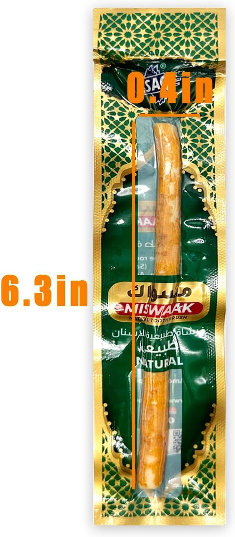 12 Pack Natural Miswak Toothbrush - Vacuum Sealed Traditional Toothbrush Stick - for Healthy Teeths,Gums and Fresh Breath (Original Flavor) image number 3