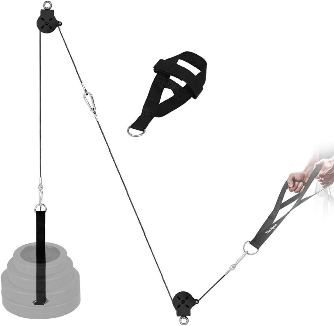 Yes4All Weight Plate Loading Pin 1 Inch and 2 Inch, Fitness LAT Cable Pulley System Gym, Heavy Duty Gym Equipment for Home with Tricep Rope Cable Attachment