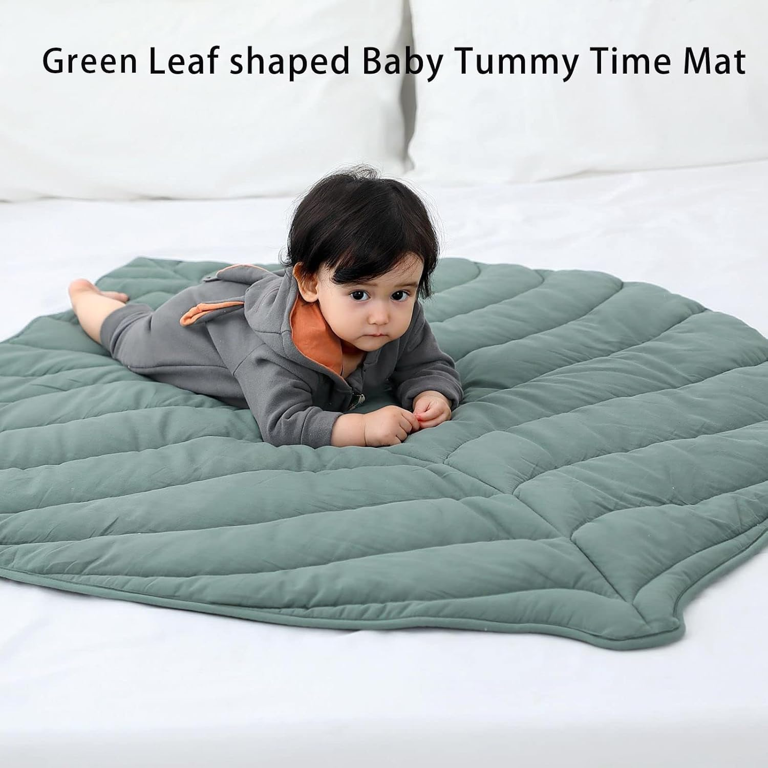 100% Cotton Leaf Nursery Rug, Machine Washable Play Mat for Nursery Decor, Crawling Mat for Tummy Time Infants image number 1