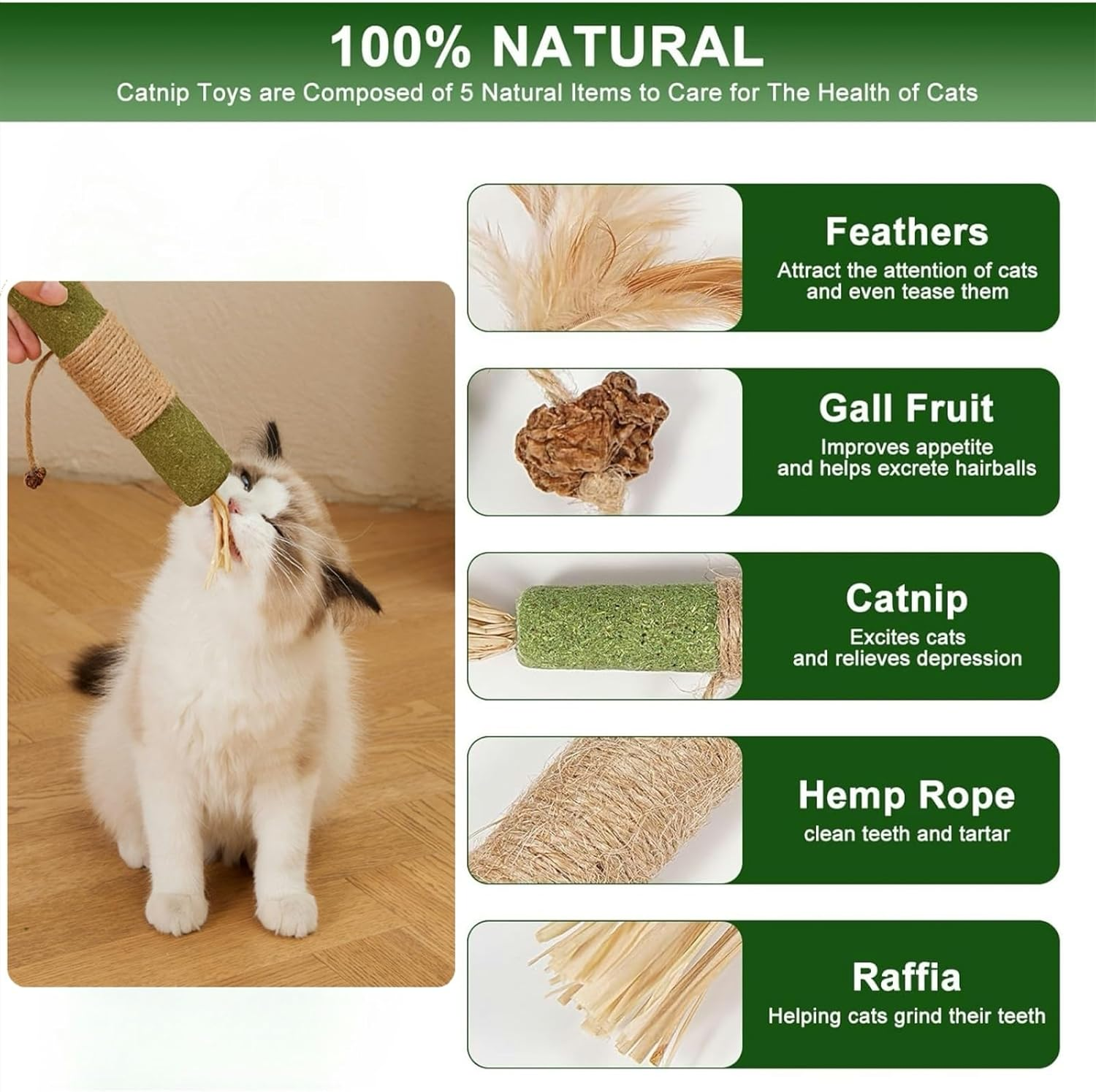 2PCS Cat Molar Scratch Toys, Self Play Extended Catmint Toys with Silvervine Gall Fruit, Natural Catnip Kittens Cat Chew Toy for Teeth Cleaning, Interactive Cat Dental Stick for Cat Kitty image number 1