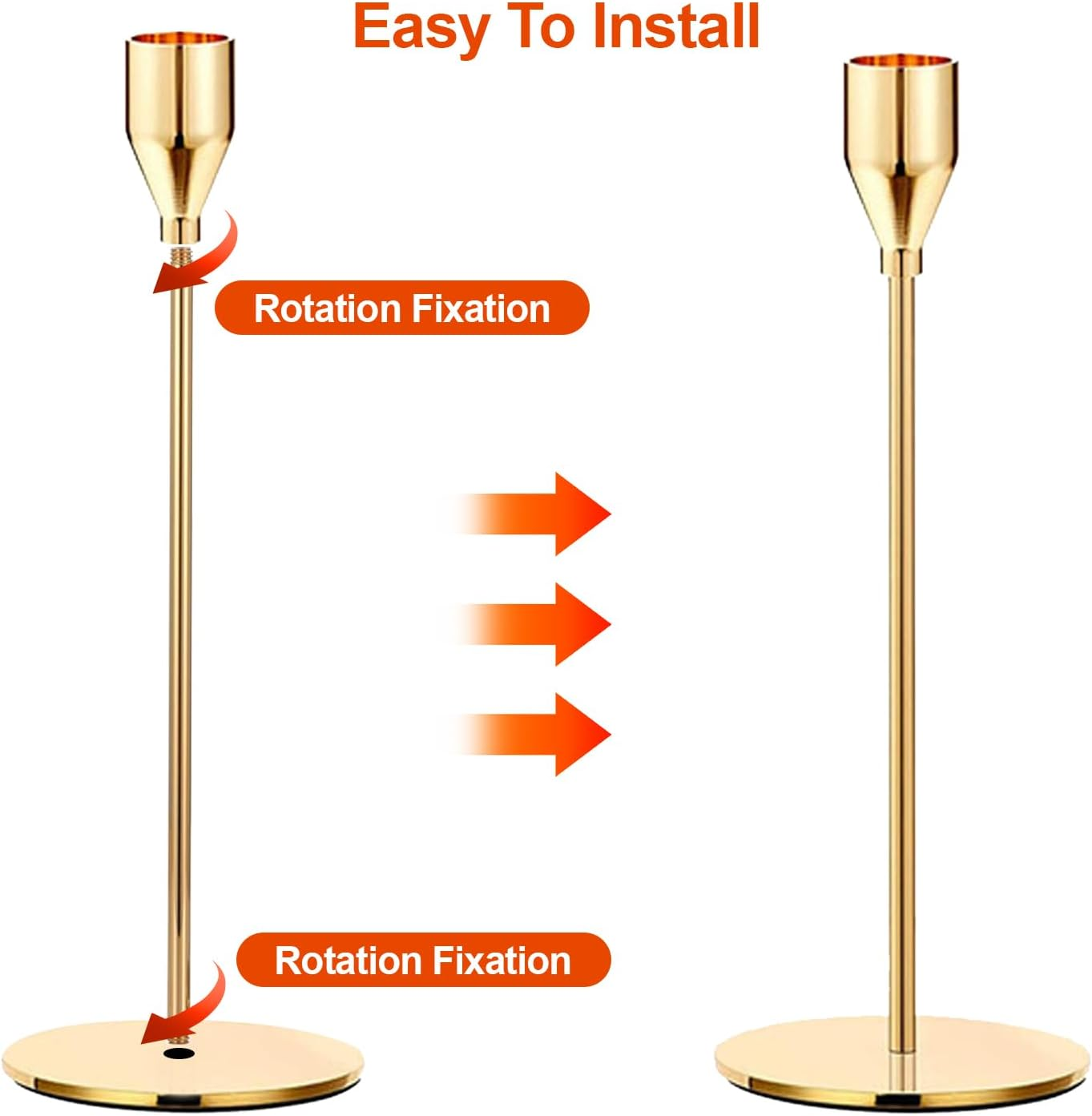 Candlestick Holders,Set of 6 Taper Candle Holders,H HOME-MART Vintage Taper Candle Holders Metal Candle Stick Holder Decor for Fireplace Party Dining Home image number 2