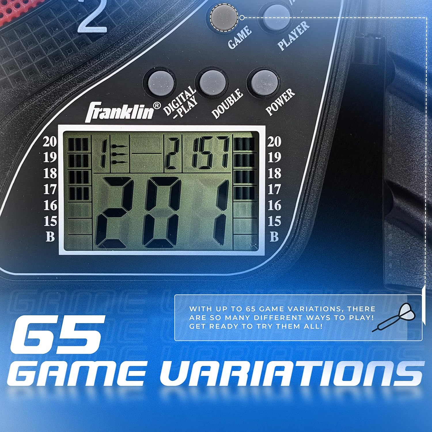 Franklin Sports Electronic Dartboards, Soft Tip, LCD Digital Scoring, 6 Brass Plated Darts